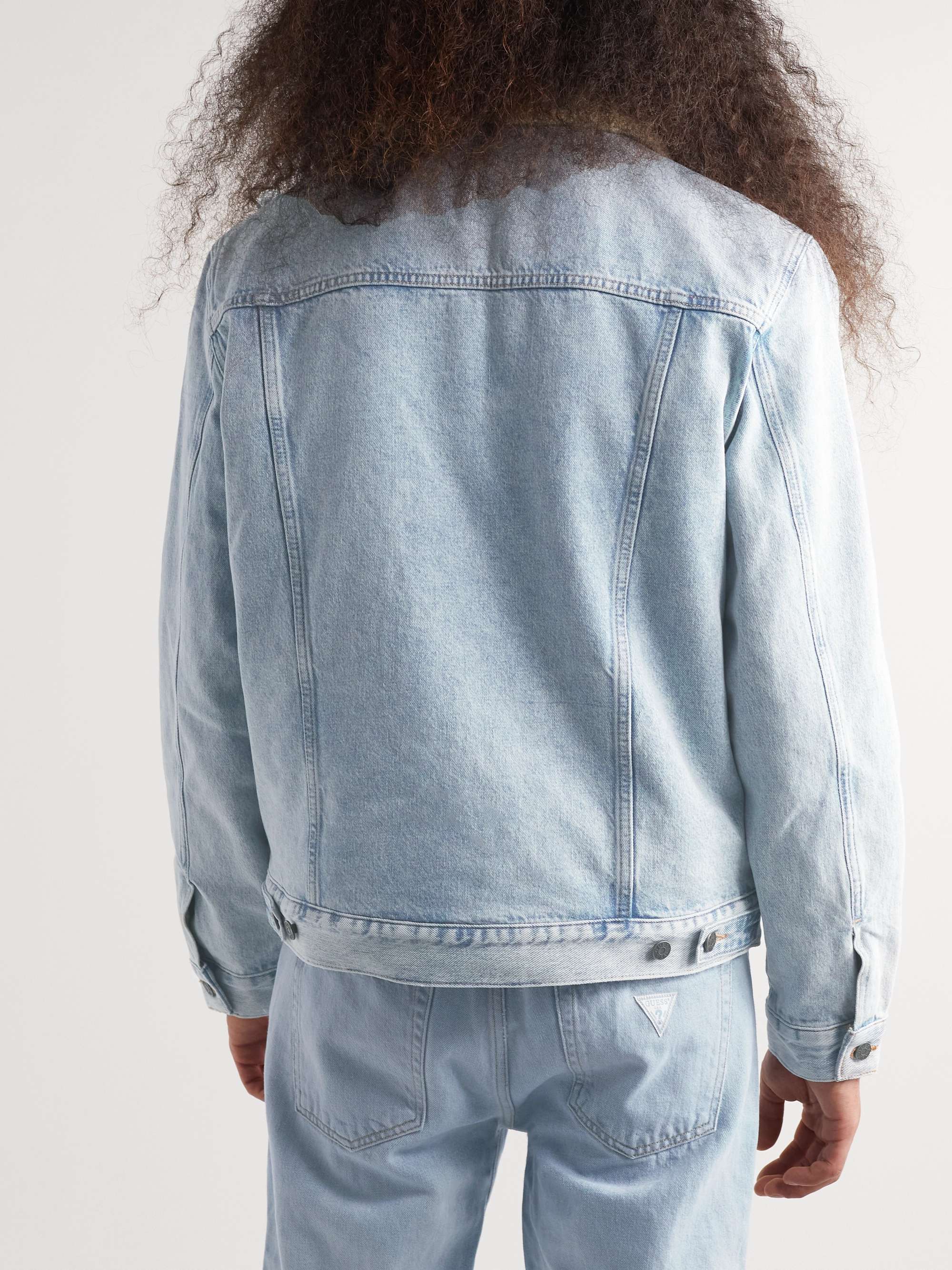 GUESS USA Fleece-Trimmed Denim Jacket
