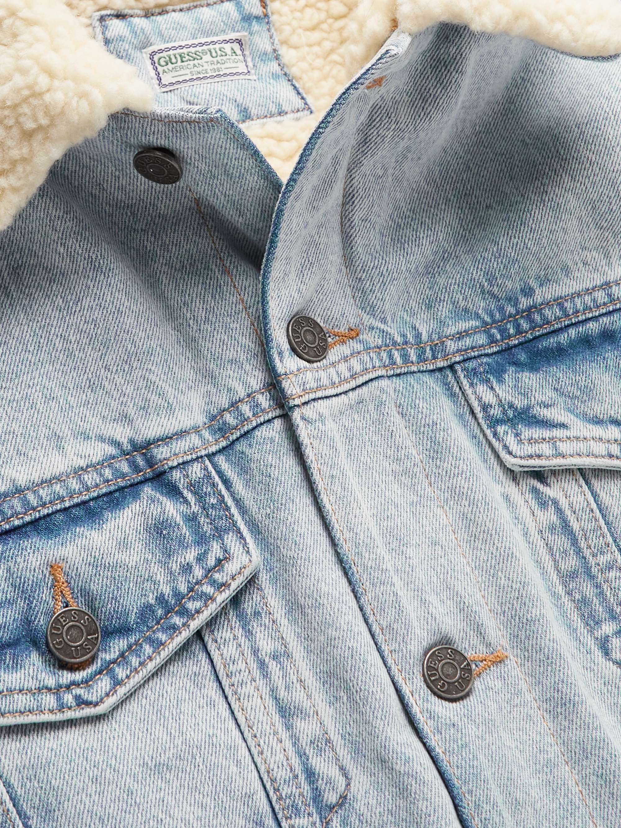 GUESS USA Fleece-Trimmed Denim Jacket
