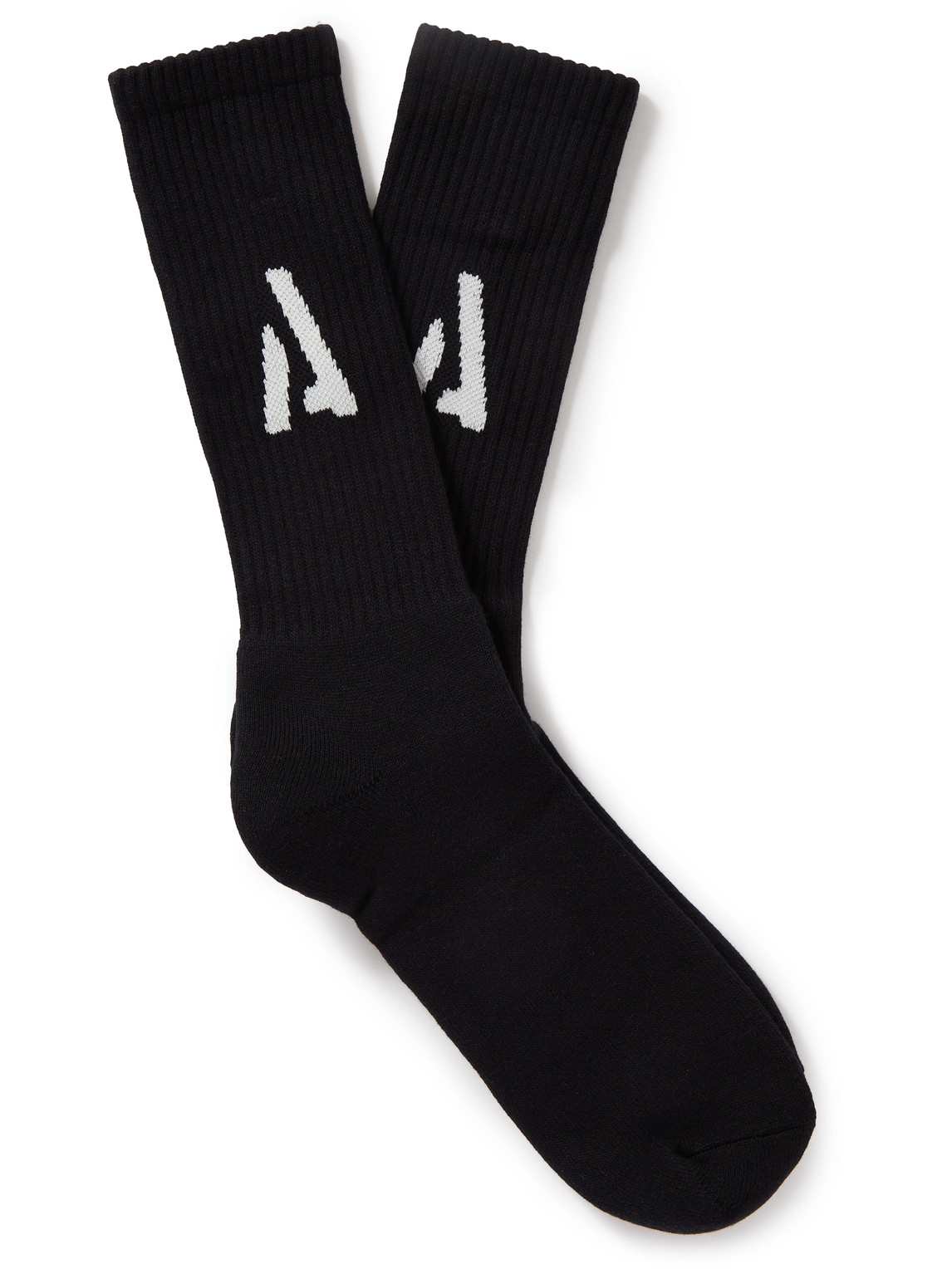 Applied Art Forms decka UU2-1 Logo-Intarsia Ribbed Cotton Socks