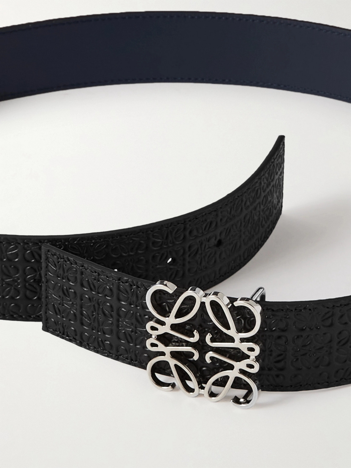 Shop Loewe 4cm Logo-debossed Leather Belt In Black