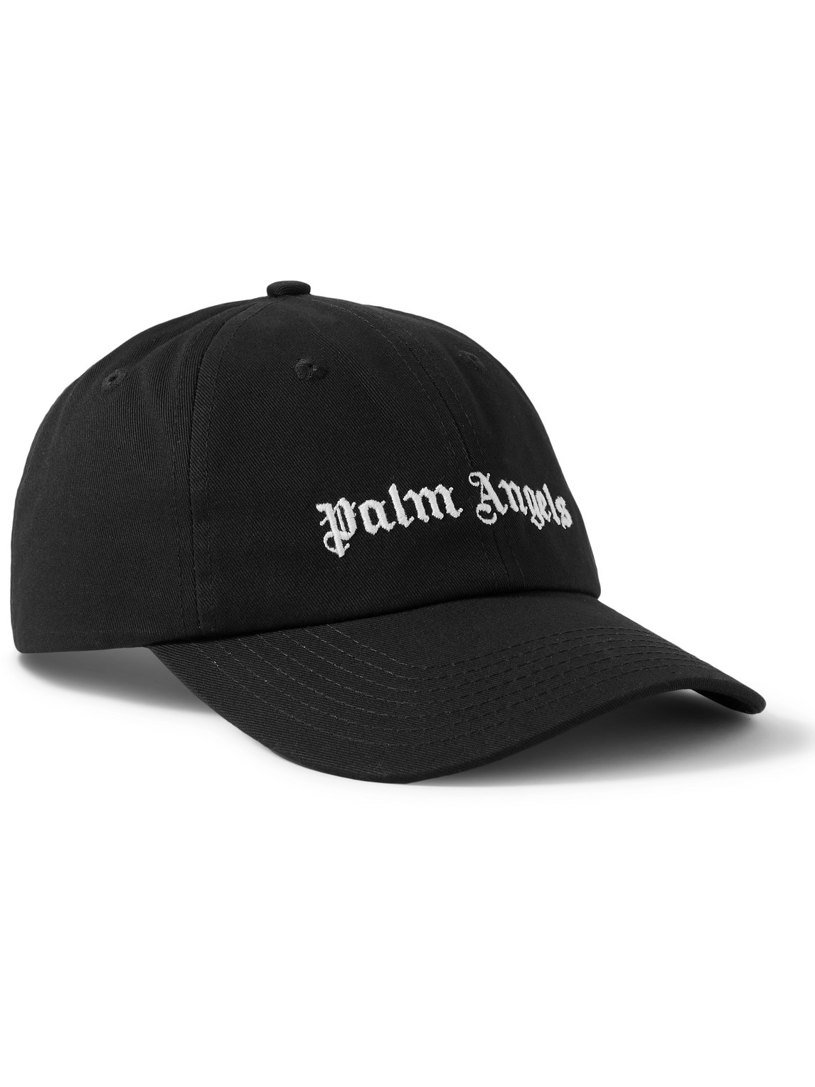Palm Angels Logo-embroidered Cotton-twill Baseball Cap In Black