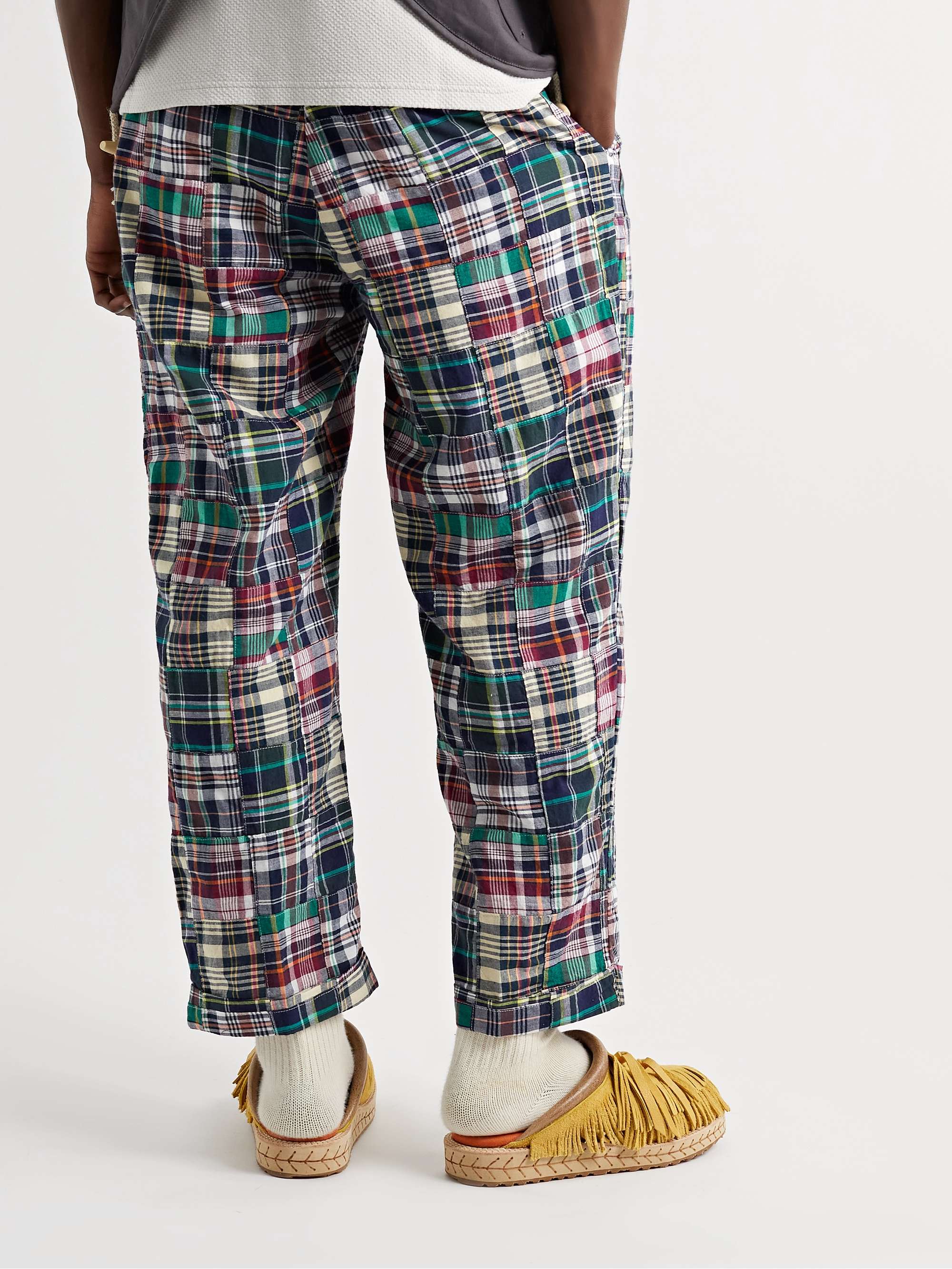 BEAMS PLUS + Throwing Fits Tapered Cropped Checked Cotton Trousers