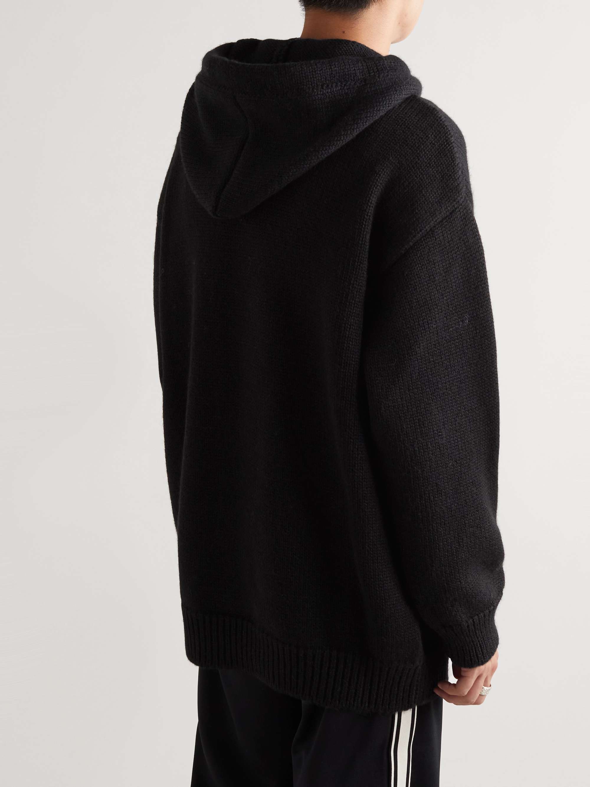 CELINE HOMME Embroidered Embellished Wool and Alpaca-Blend Hoodie