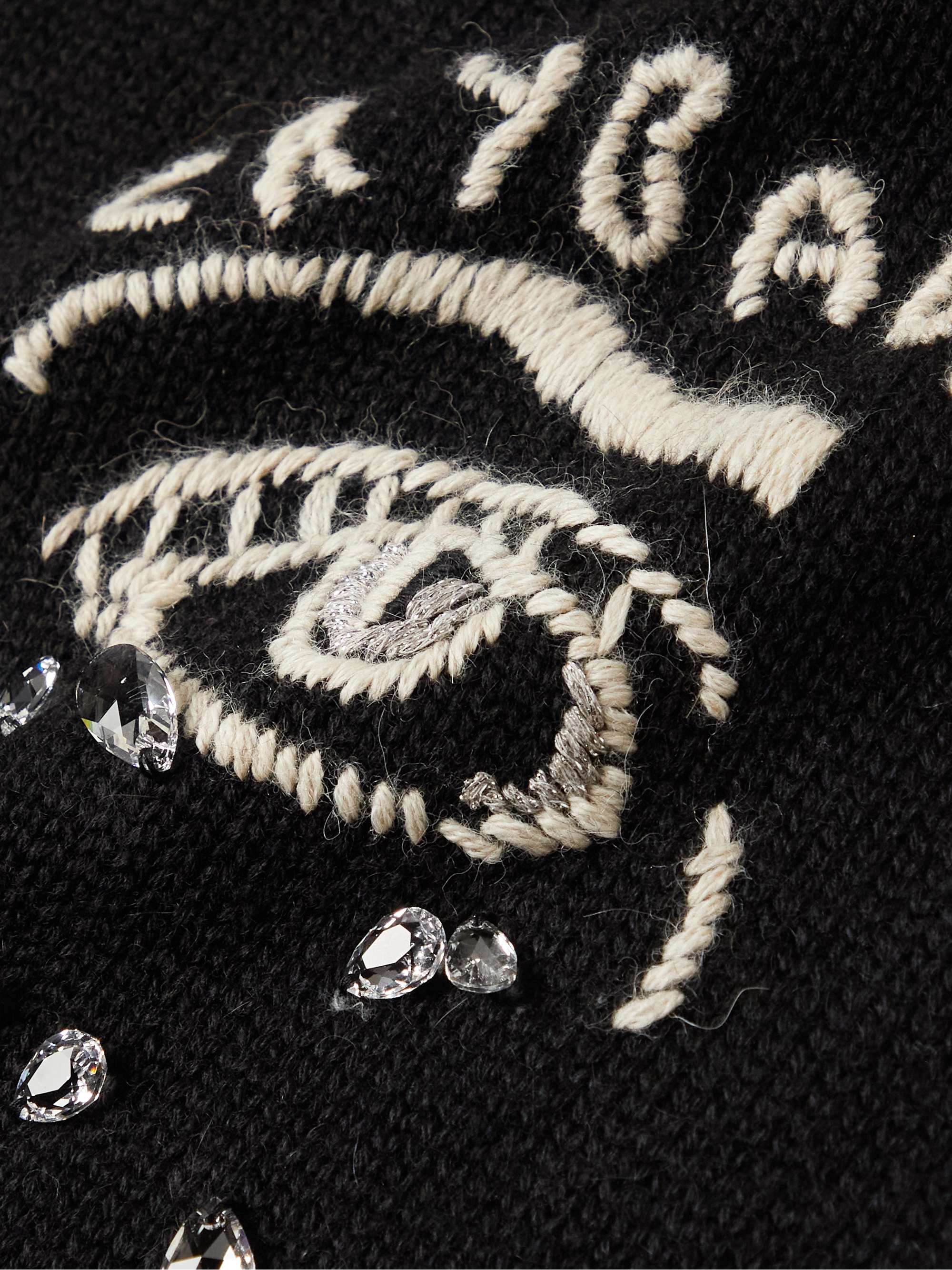 CELINE HOMME Embroidered Embellished Wool and Alpaca-Blend Hoodie