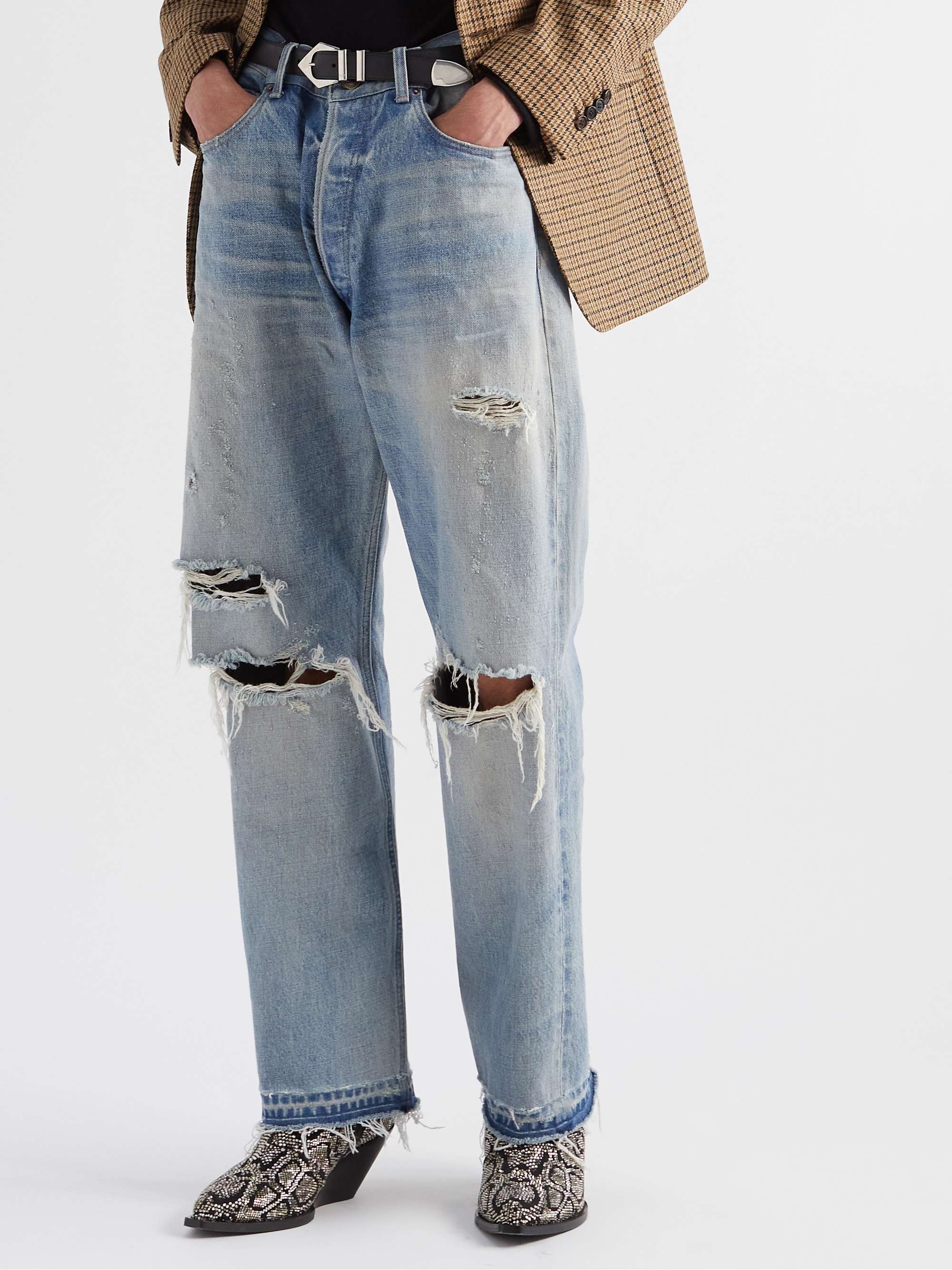 CELINE HOMME Wesley Straight-Leg Distressed Jeans for Men | MR PORTER