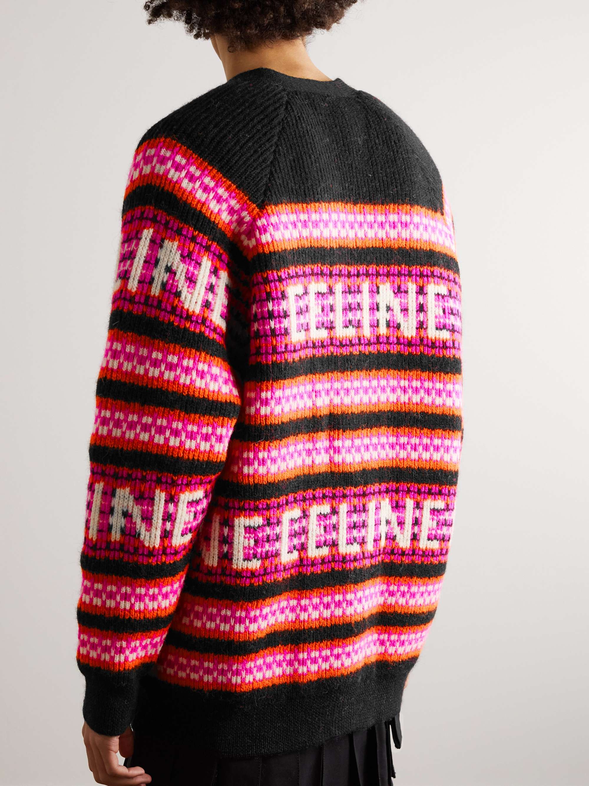 CELINE HOMME Jacquard-Knit Wool Cardigan