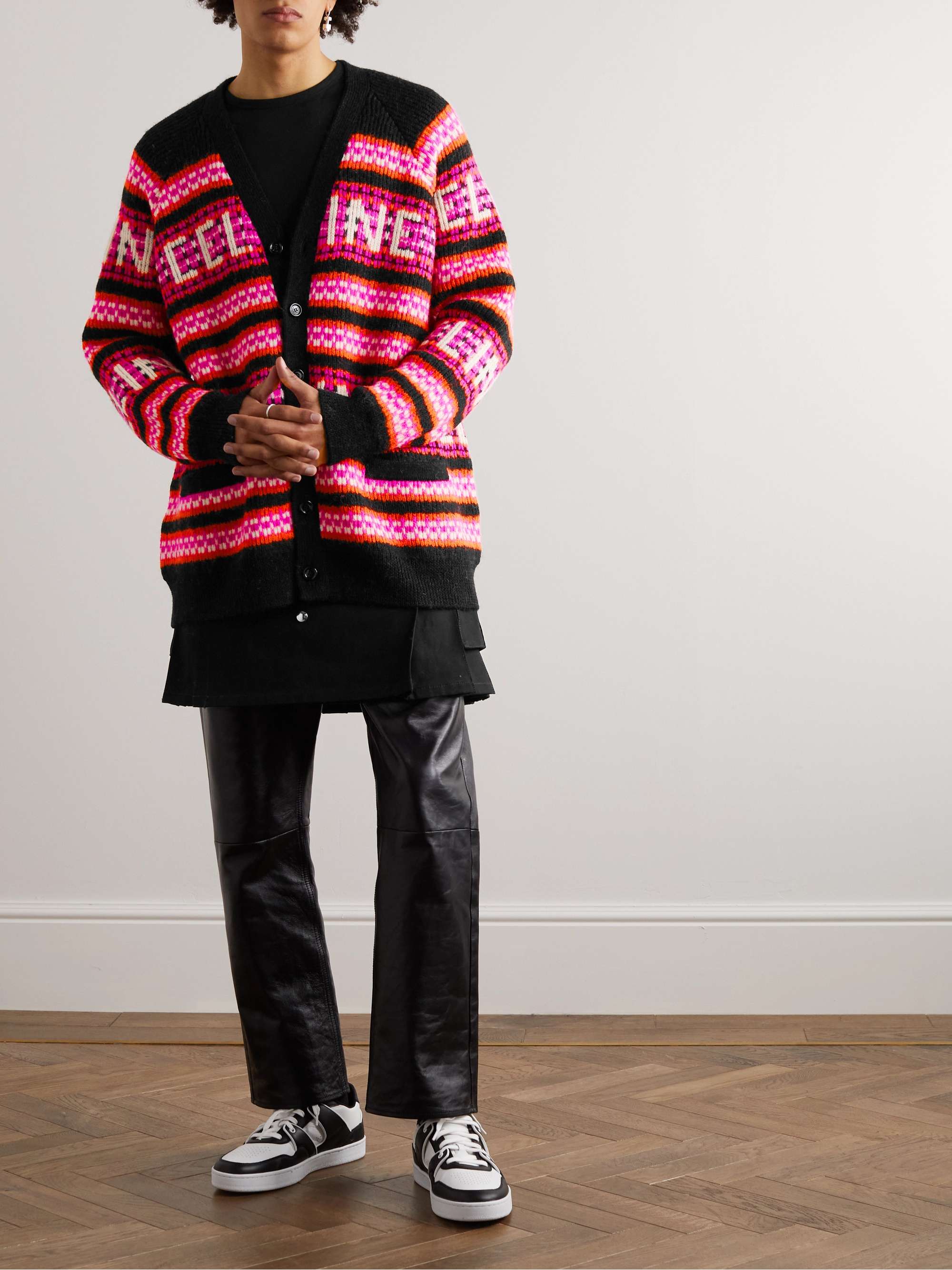 CELINE HOMME Jacquard-Knit Wool Cardigan