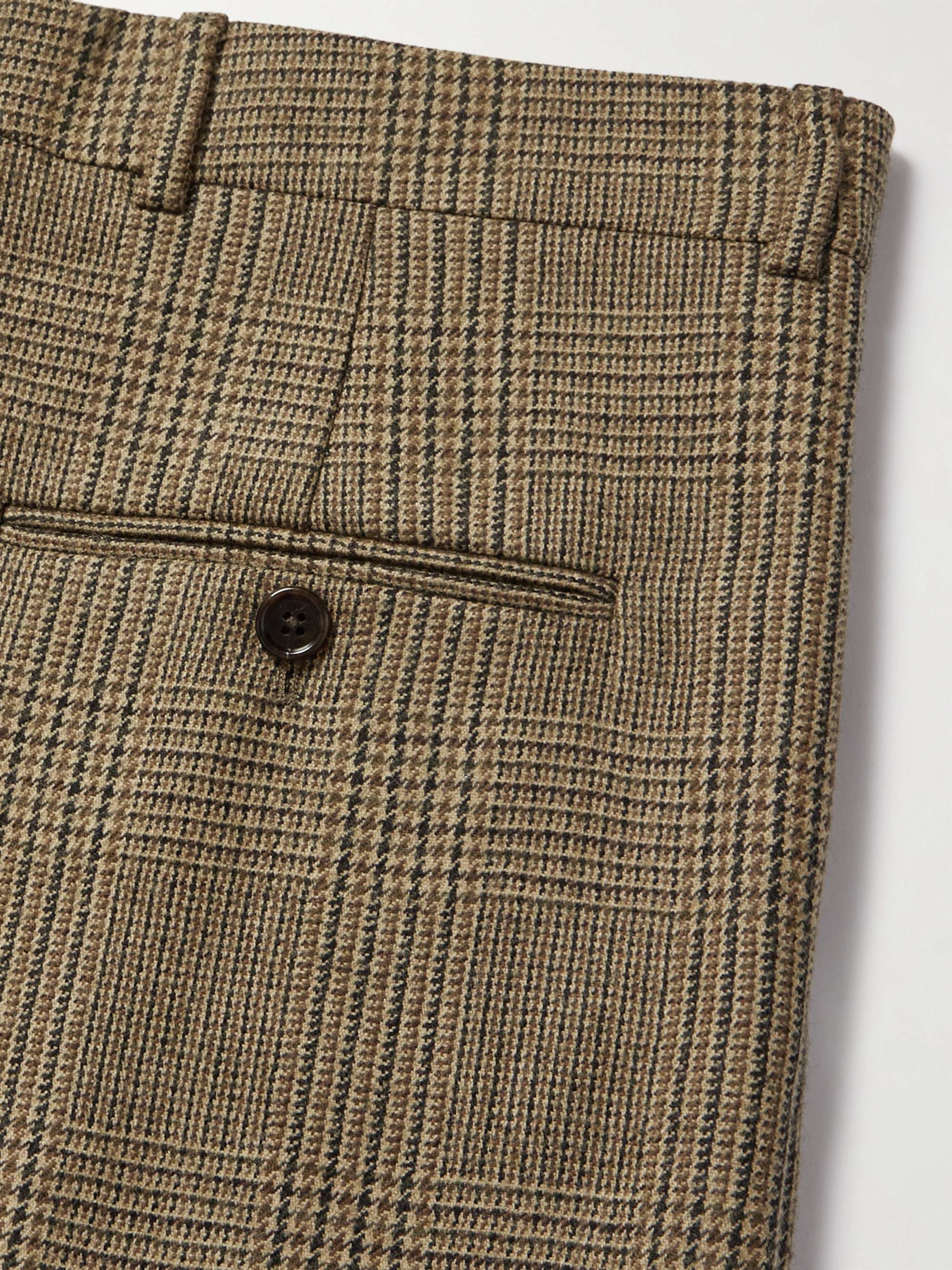 CELINE HOMME Wide-Leg Pleated Prince of Wales Checked Wool Trousers