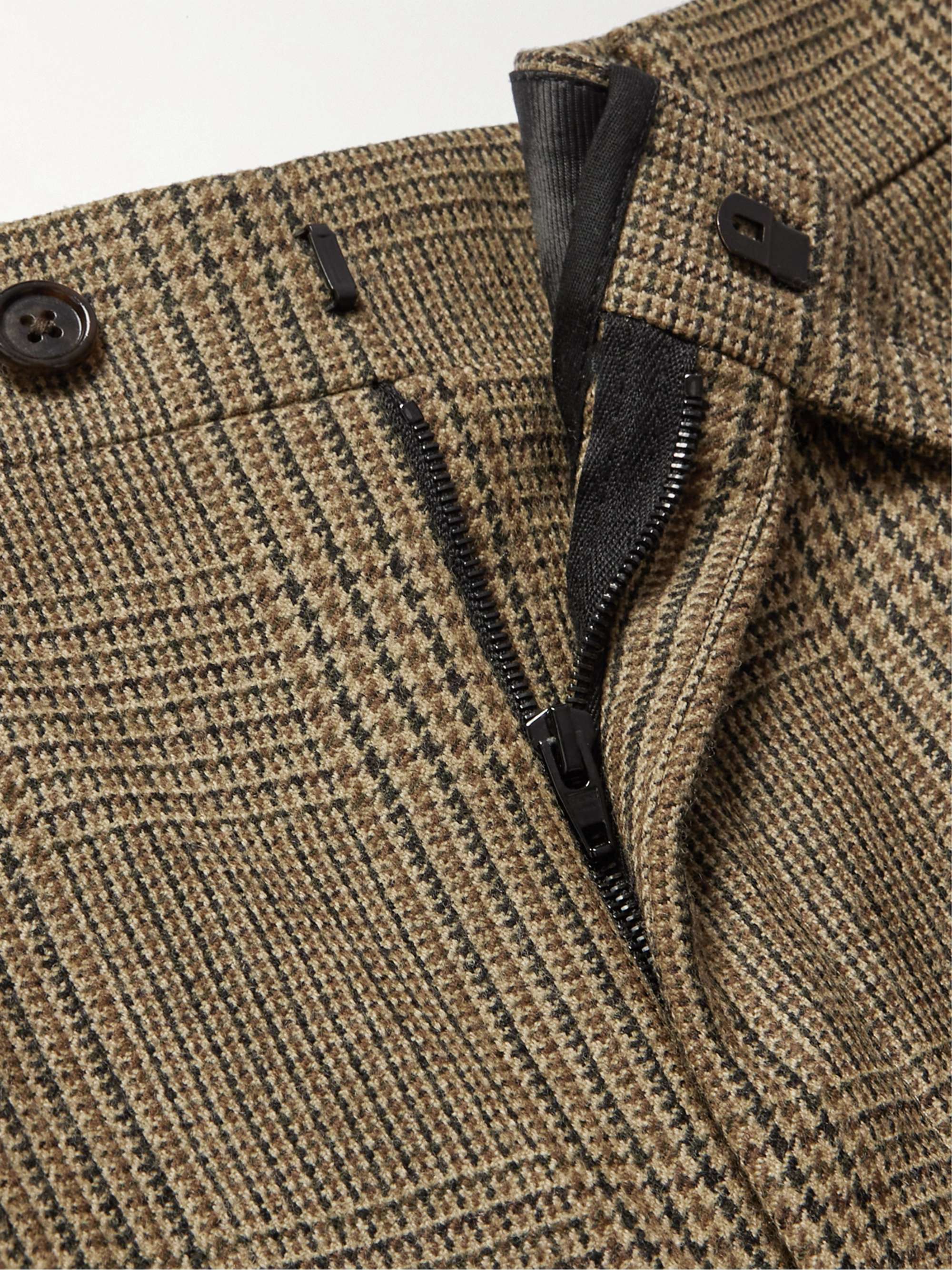 CELINE HOMME Wide-Leg Pleated Prince of Wales Checked Wool Trousers