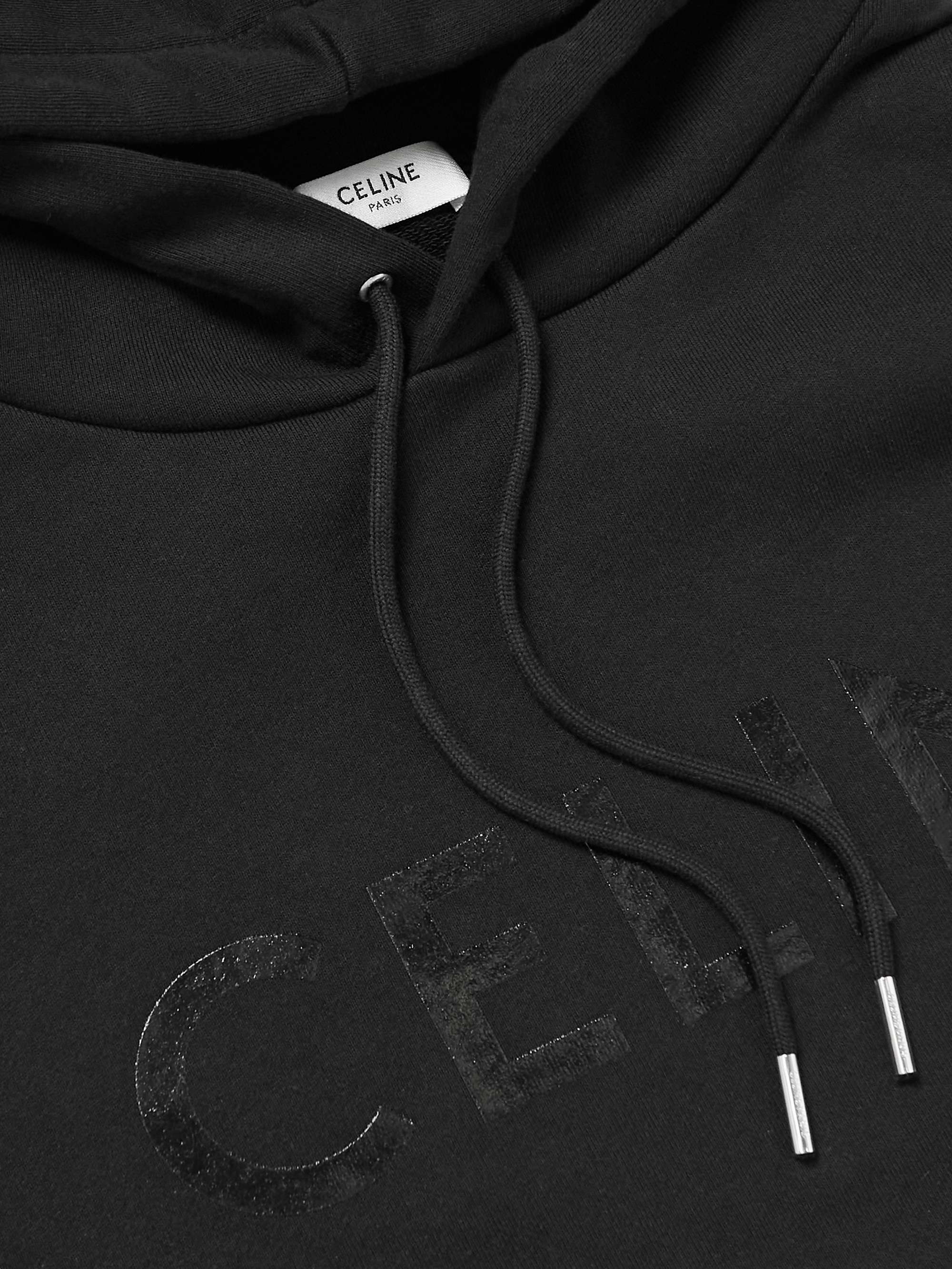 CELINE HOMME Logo-Print Cotton-Jersey Hoodie