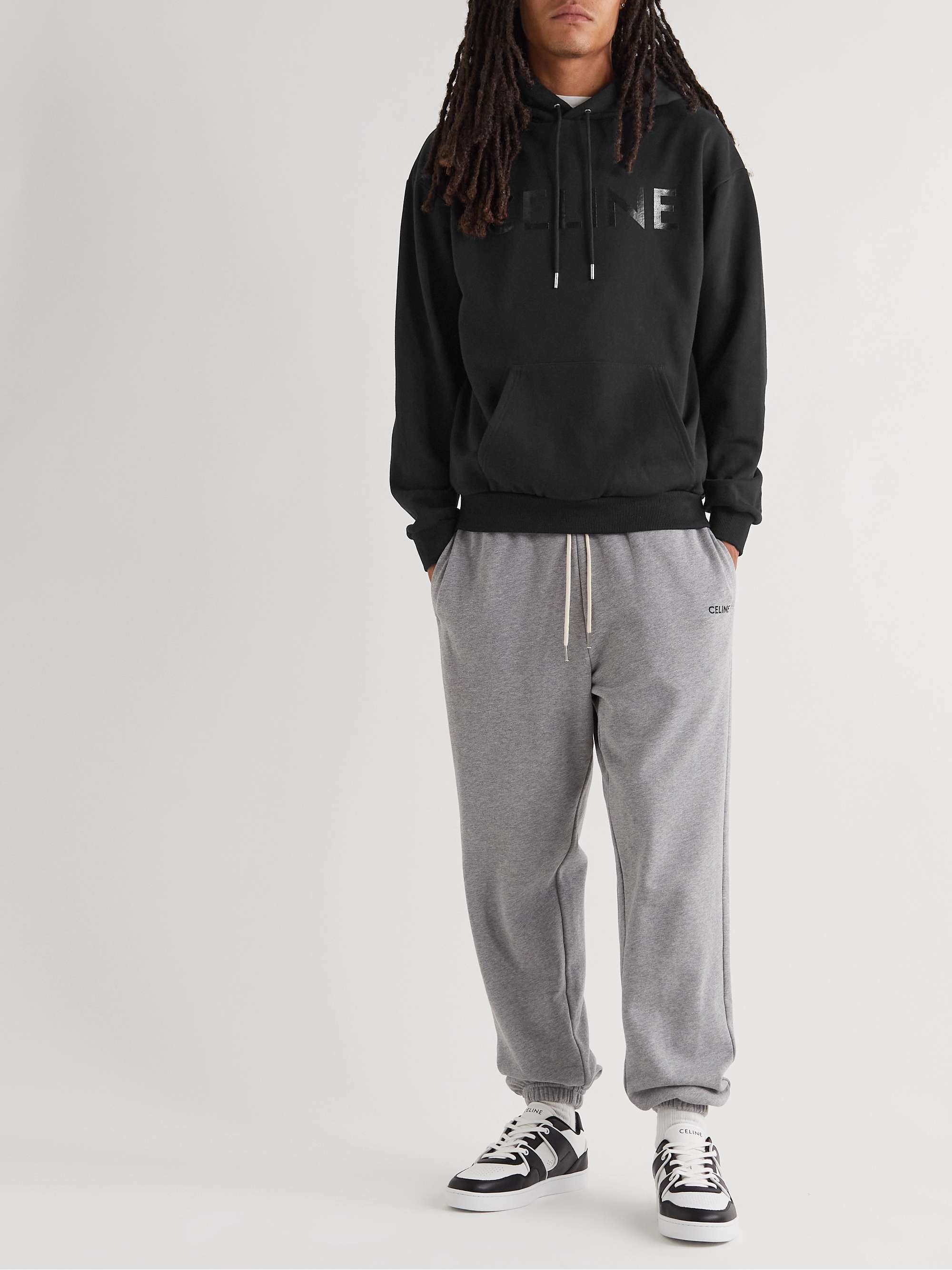CELINE HOMME Logo-Print Cotton-Jersey Hoodie
