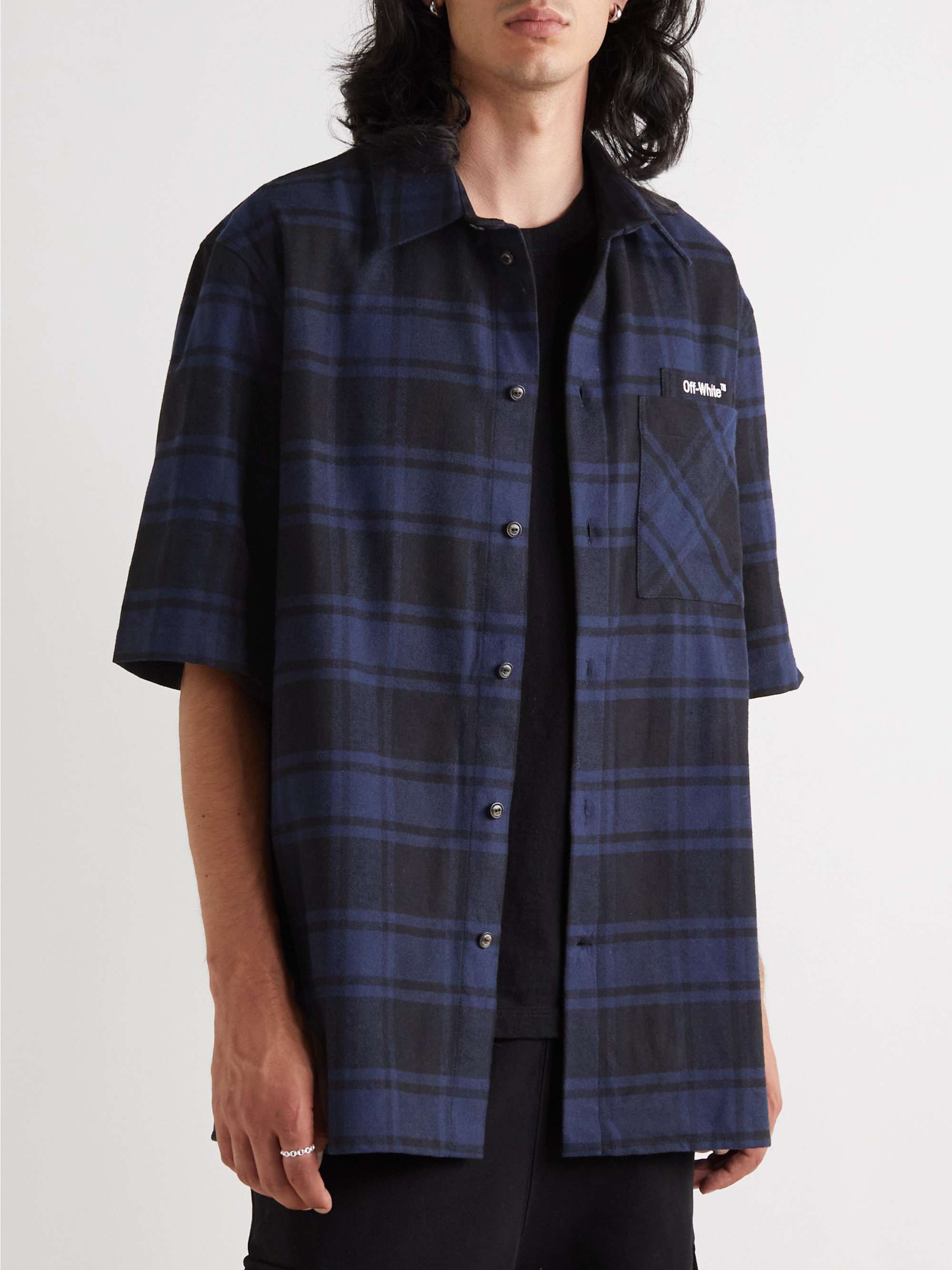 Oversized Checked Cotton-Blend Flannel Shirt
