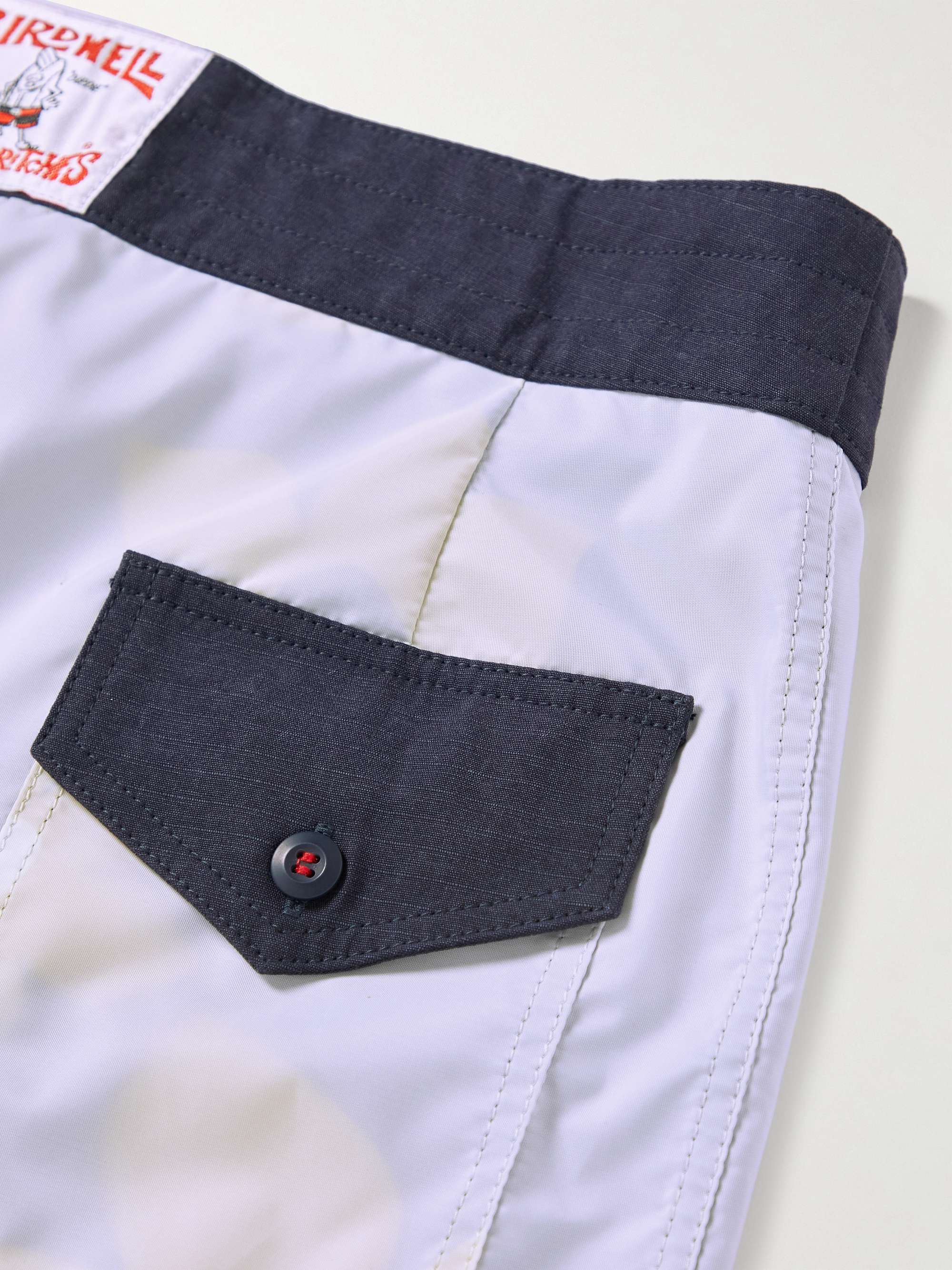 BIRDWELL Straight-Leg Mid-Length Chambray-Trimmed Swim Shorts