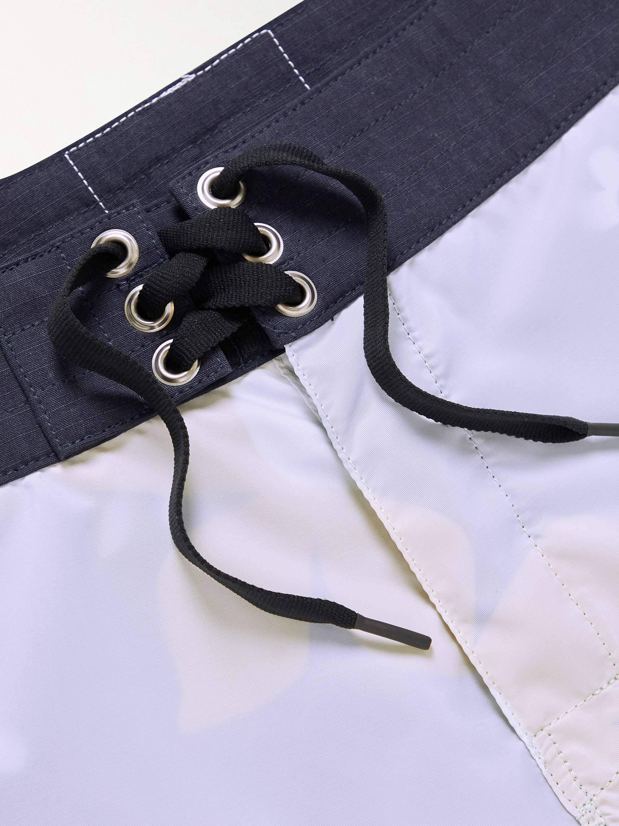 BIRDWELL Straight-Leg Mid-Length Chambray-Trimmed Swim Shorts