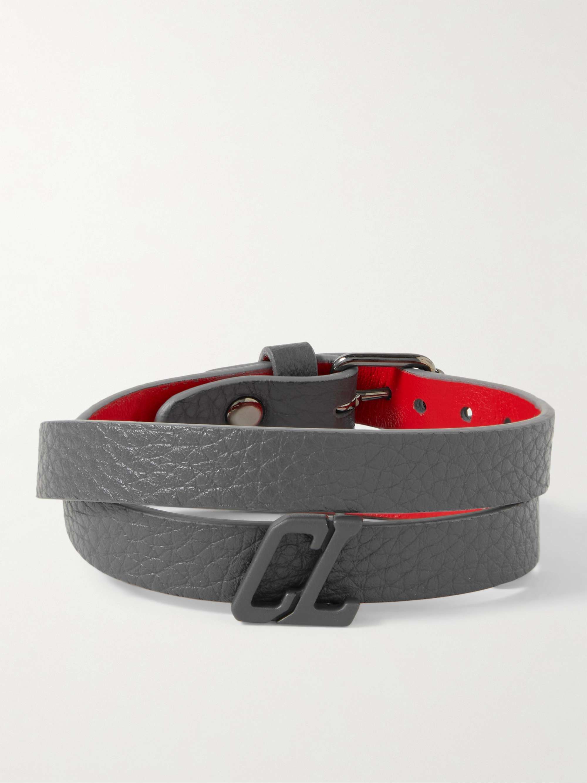 Christian Louboutin Men's Full-Grain Leather Wrap Bracelet