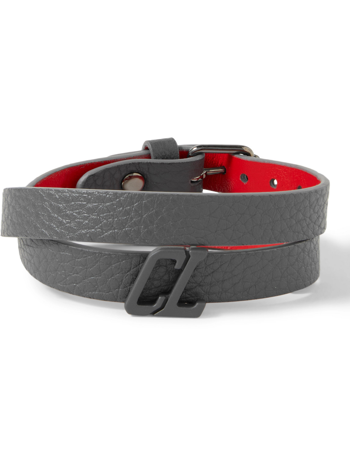 Full-Grain Leather and Gunmetal-Tone Wrap Bracelet