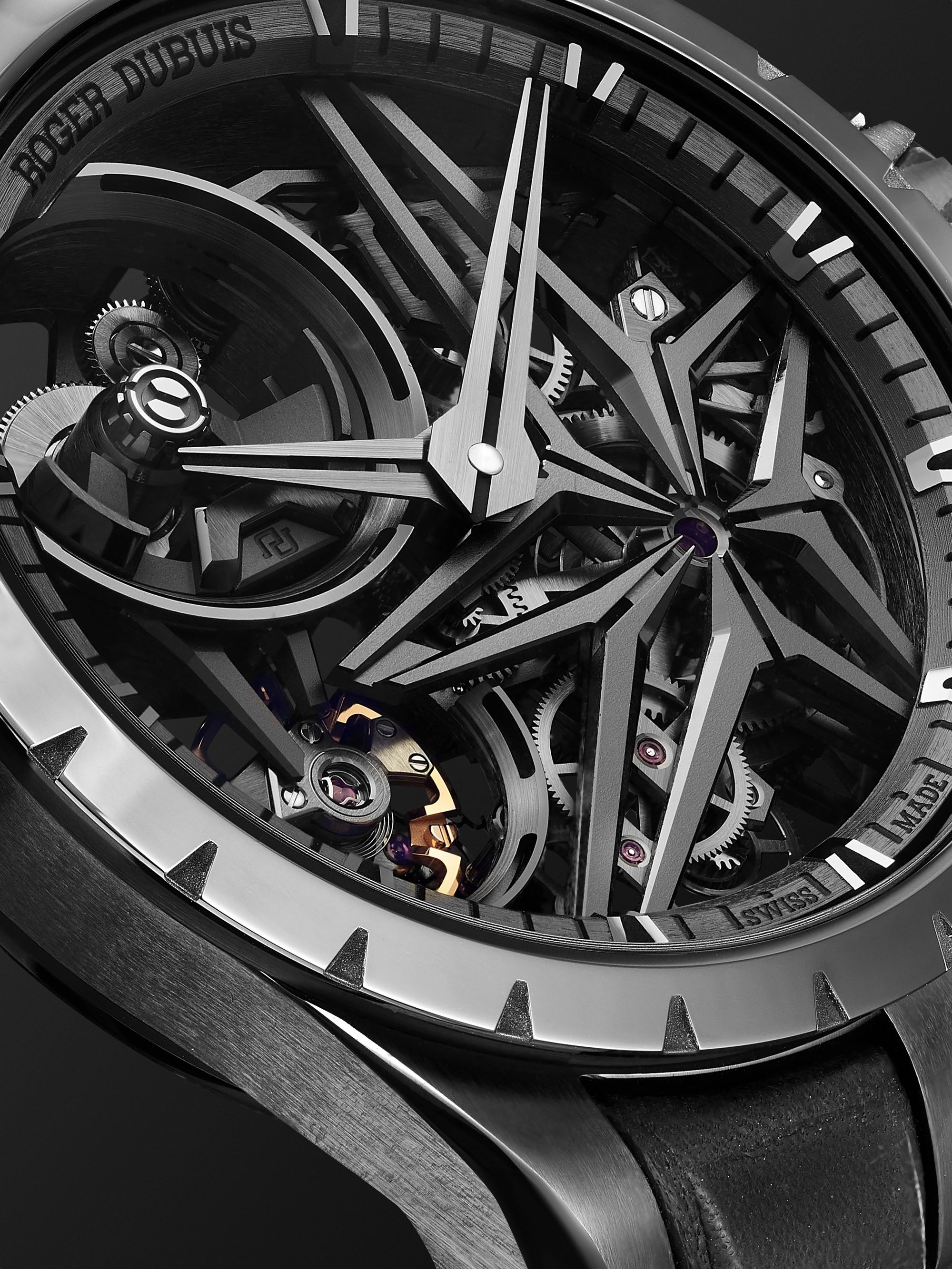 ROGER DUBUIS Excalibur MB Automatic Skeleton 42mm Ceramic and Leather Watch, Ref. No. DBEX0955