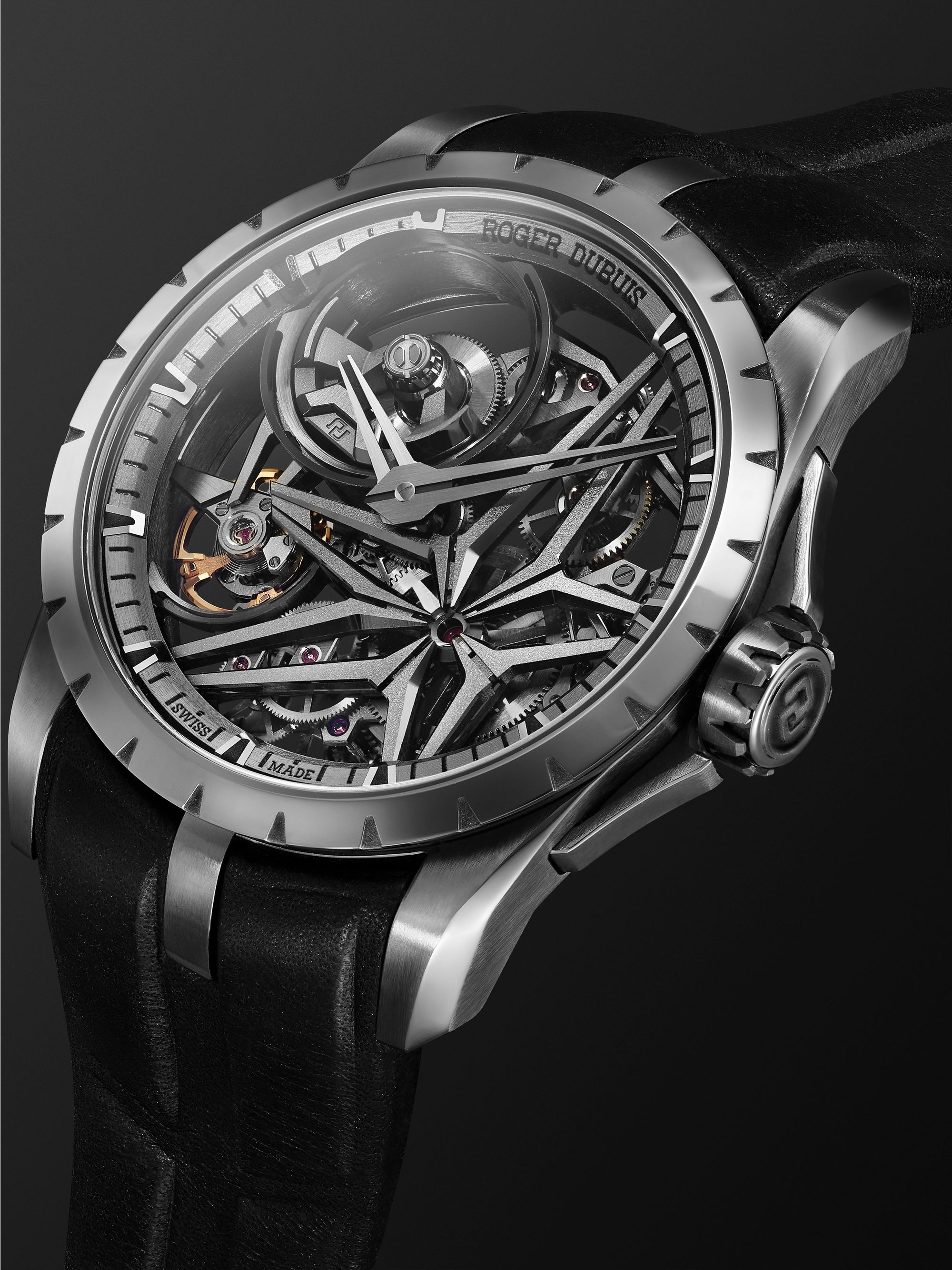 ROGER DUBUIS Excalibur MB Automatic Skeleton 42mm Ceramic and Leather Watch, Ref. No. DBEX0955