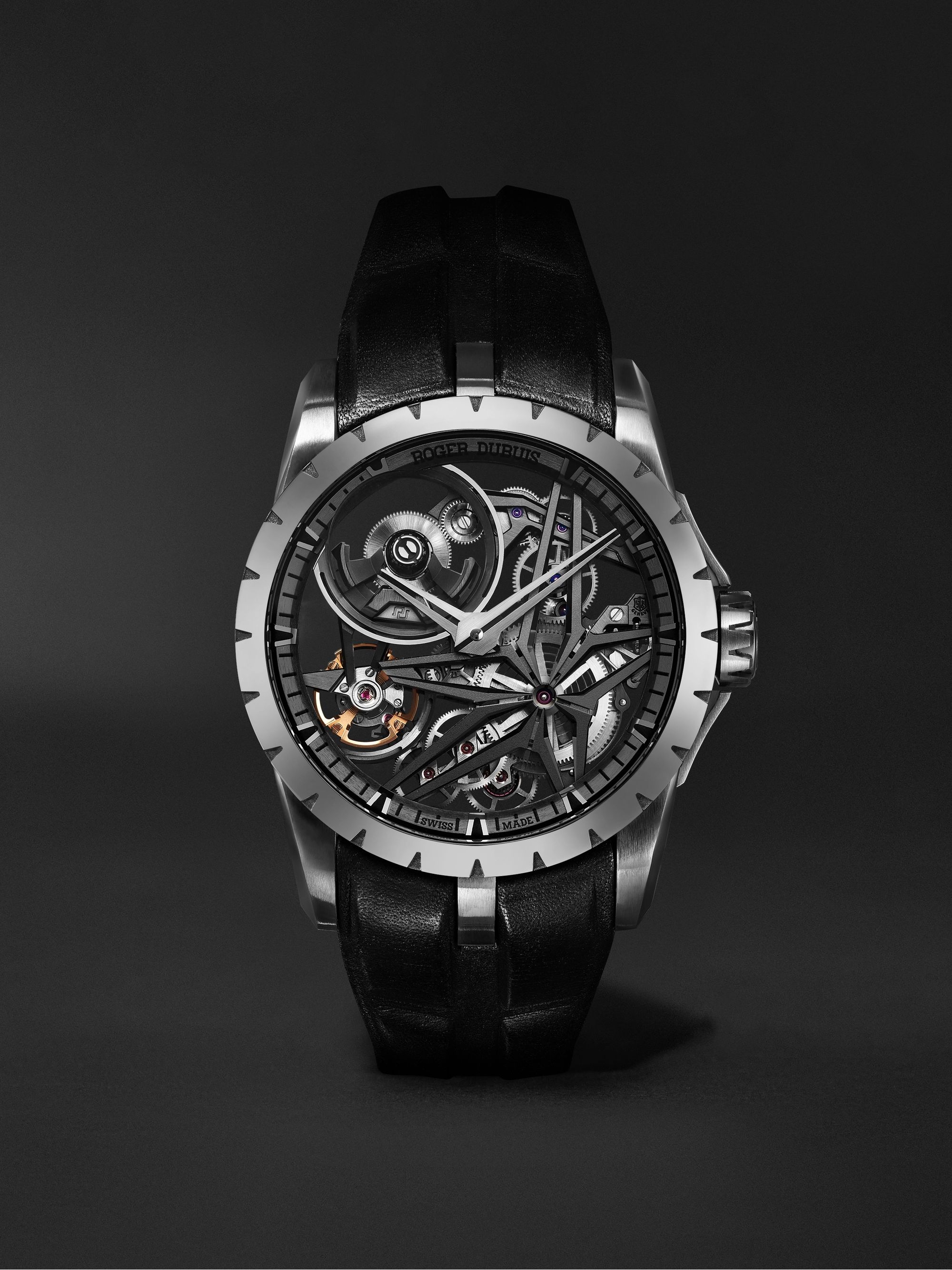 ROGER DUBUIS Excalibur MB Automatic Skeleton 42mm Ceramic and Leather Watch, Ref. No. DBEX0955
