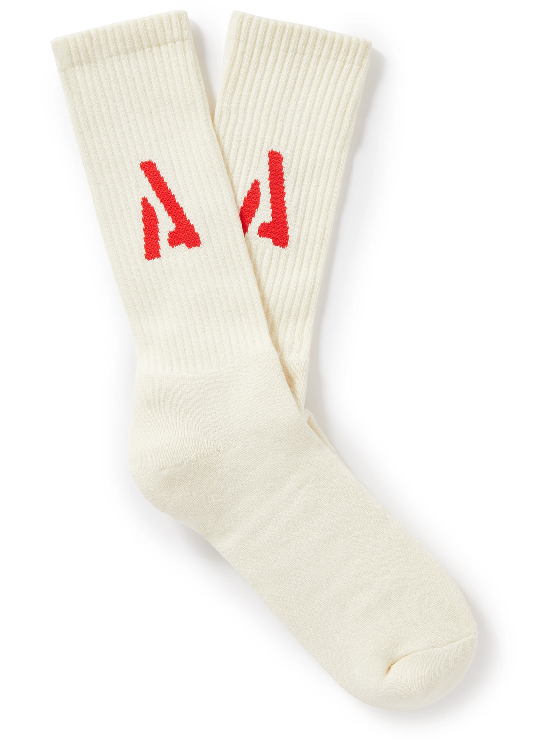Applied Art Forms decka UU2-1 Logo-Intarsia Ribbed Cotton Socks