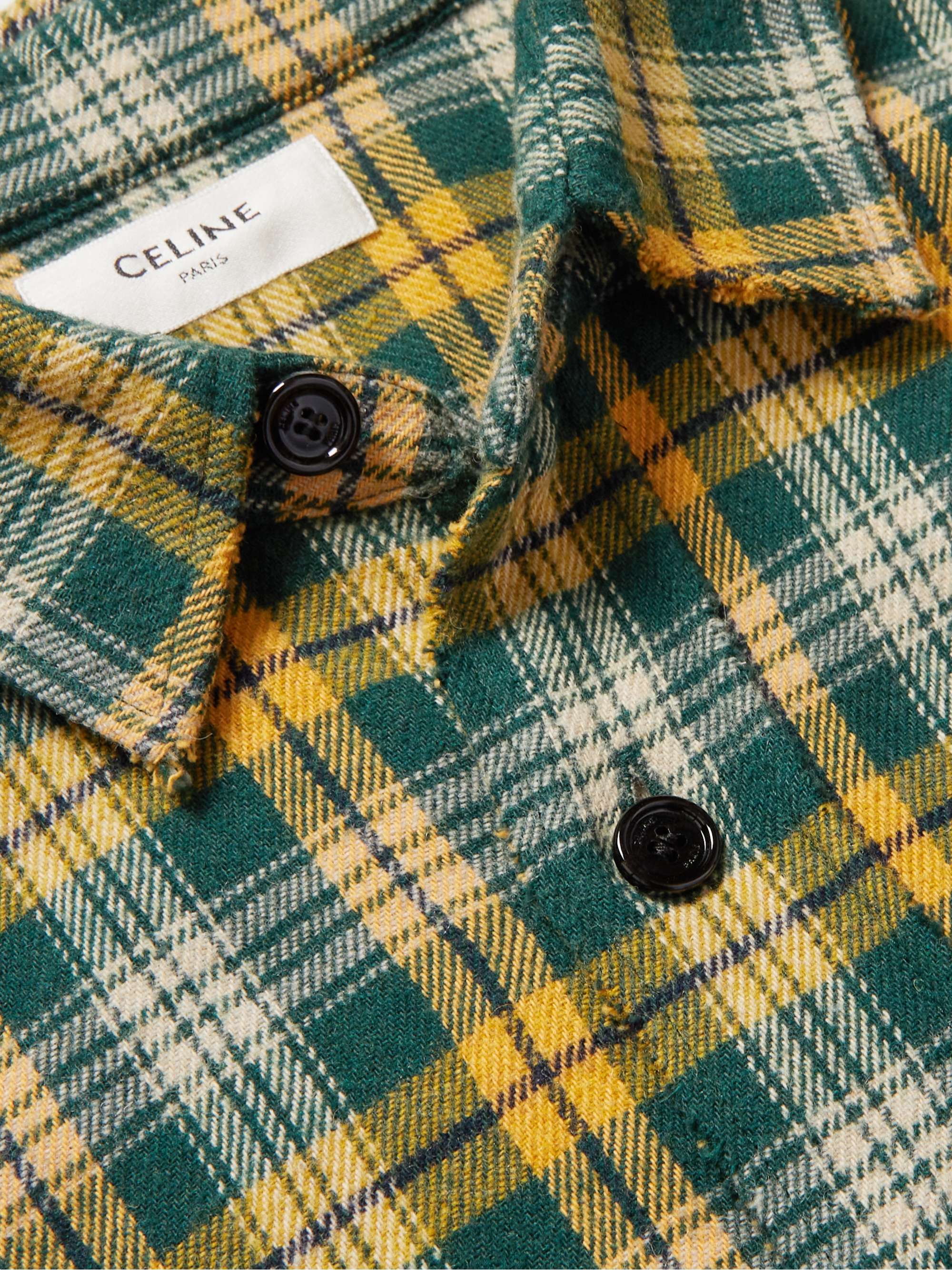 CELINE HOMME Checked Wool-Blend Flannel Shirt