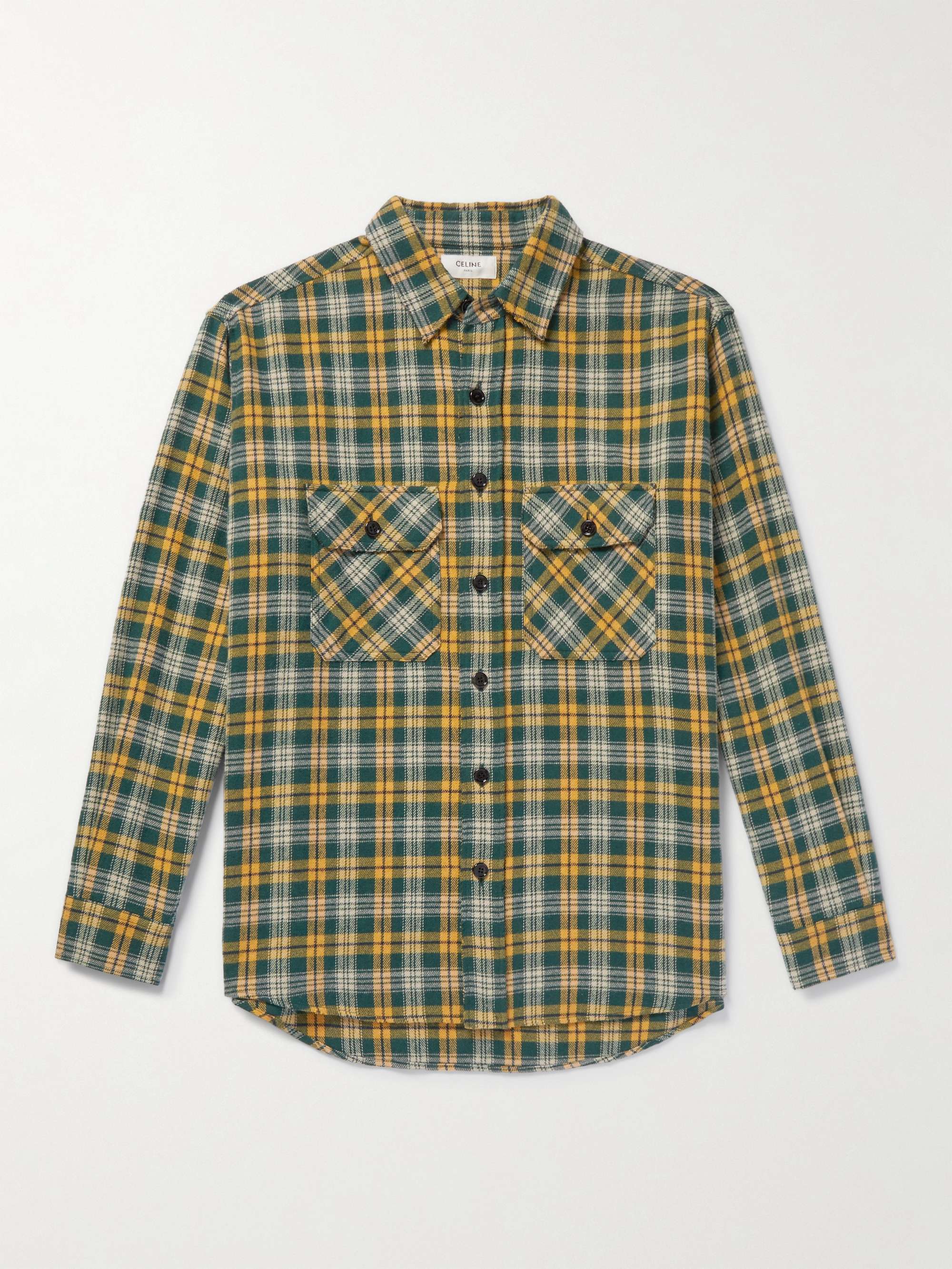 CELINE HOMME Checked Wool-Blend Flannel Shirt for Men | MR PORTER