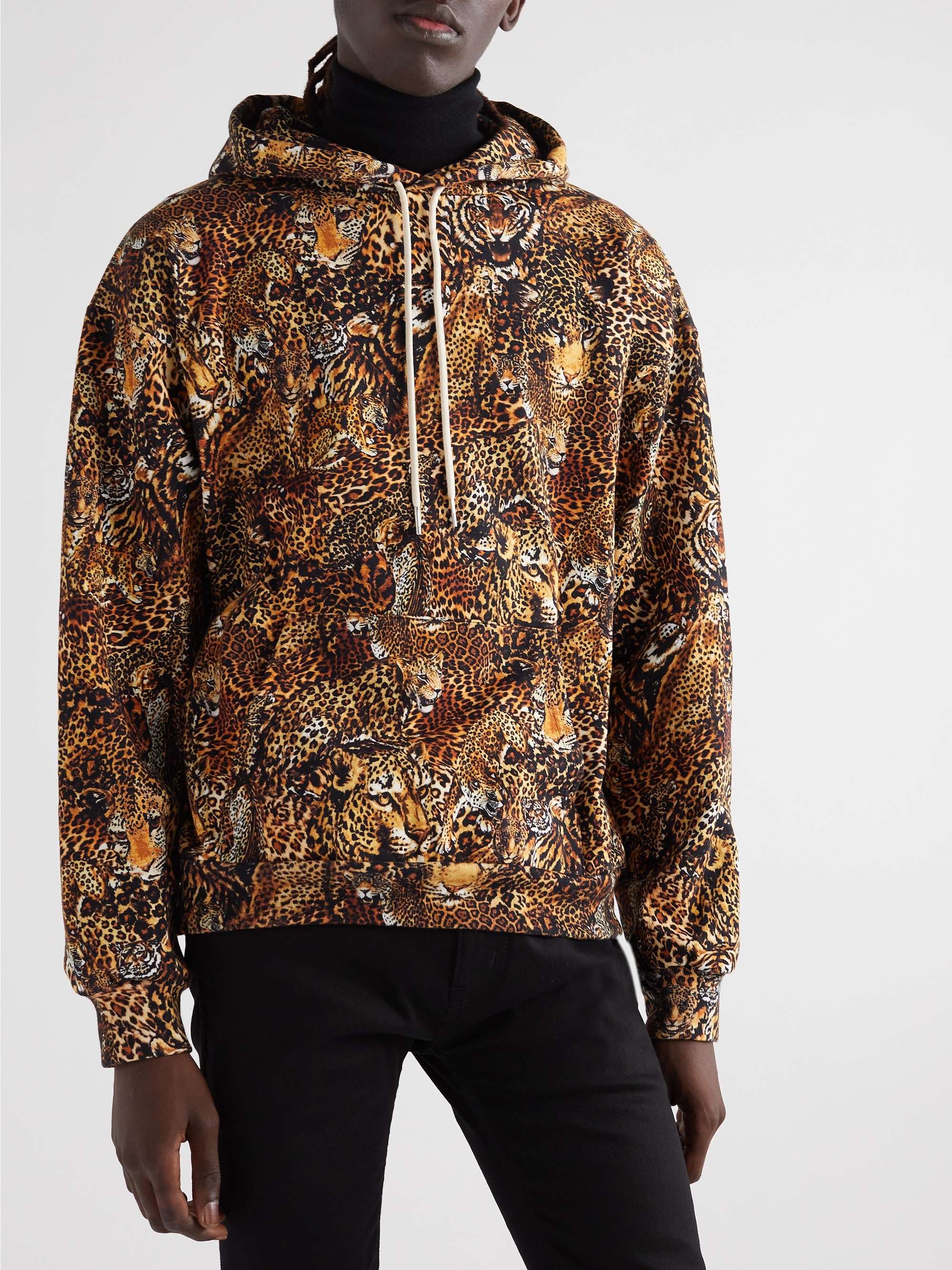 CELINE Tiger-Print Cotton-Jersey Hoodie