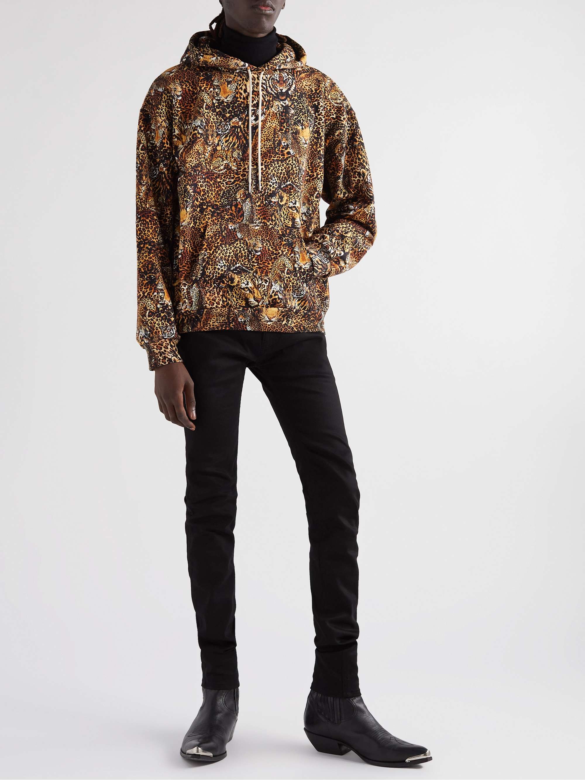 CELINE Tiger-Print Cotton-Jersey Hoodie