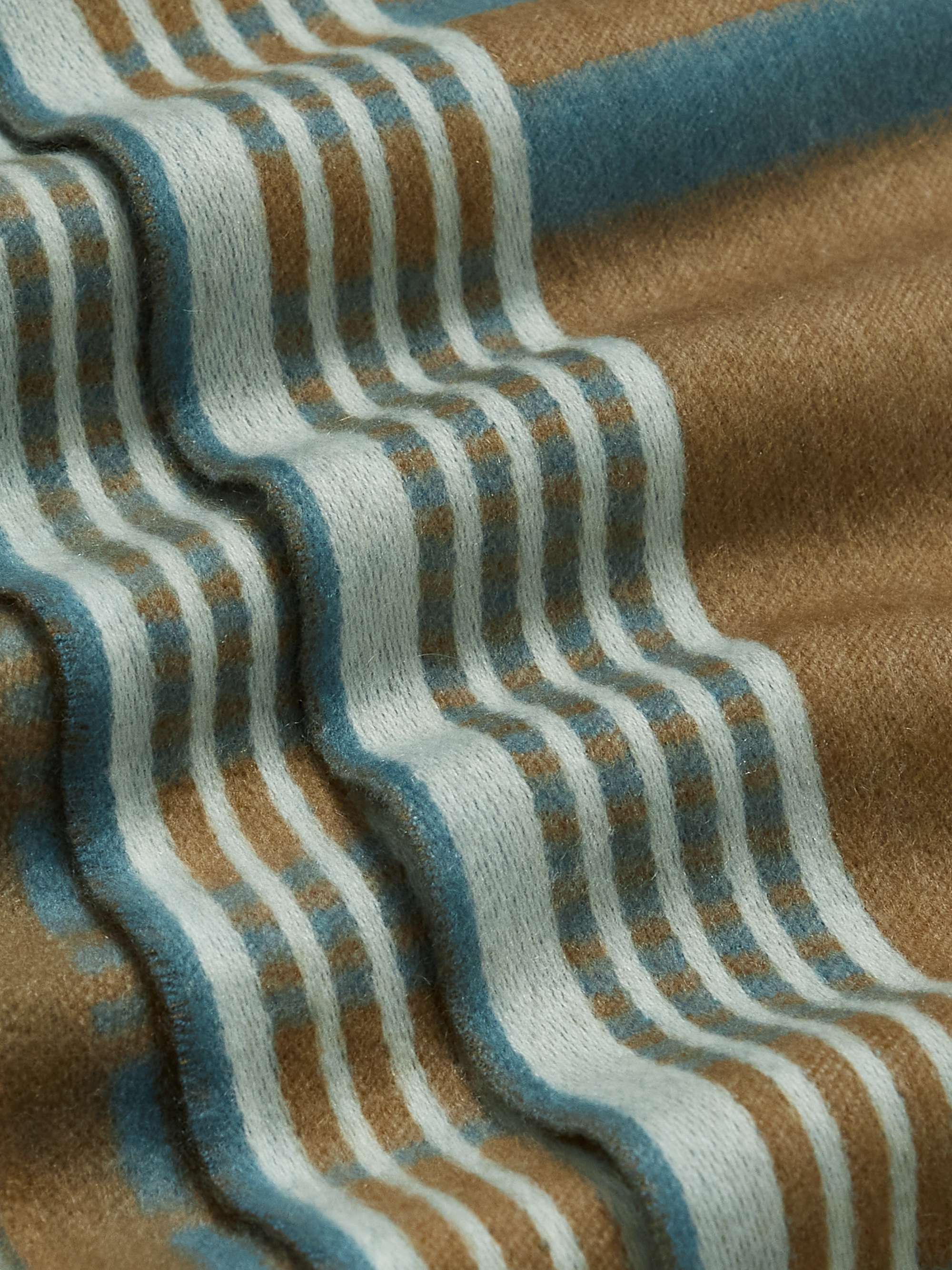LORO PIANA Fringed Striped Cashmere Scarf