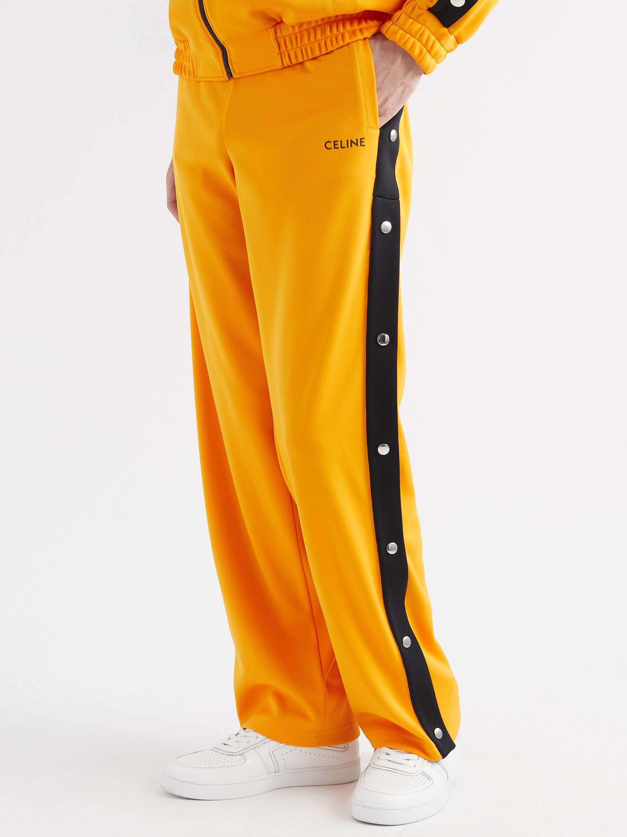 CELINE HOMME Button-Detailed Striped Jersey Track Pants