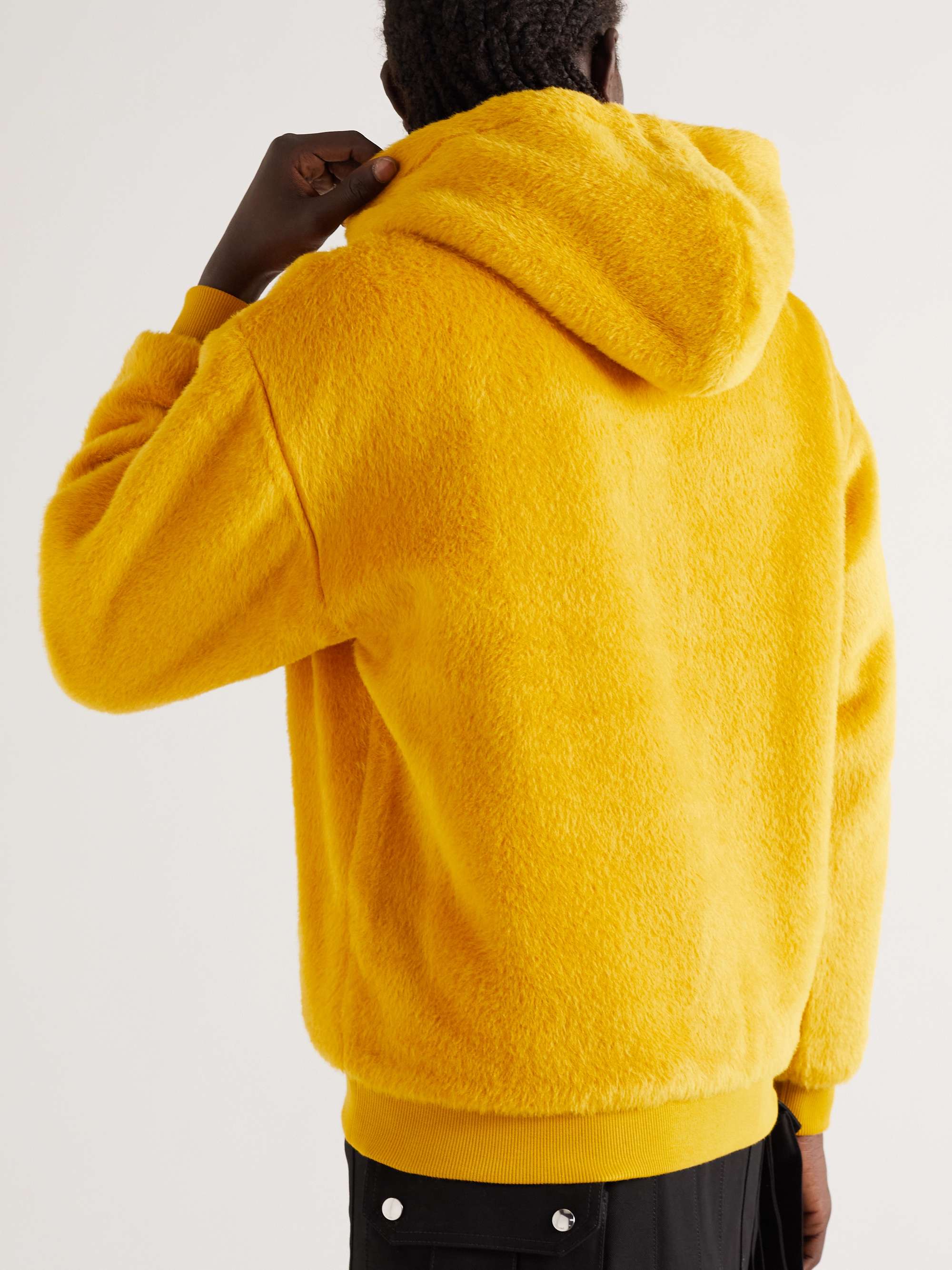 CELINE HOMME Glittered Logo-Appliquéd Alpaca and Wool-Blend Hoodie