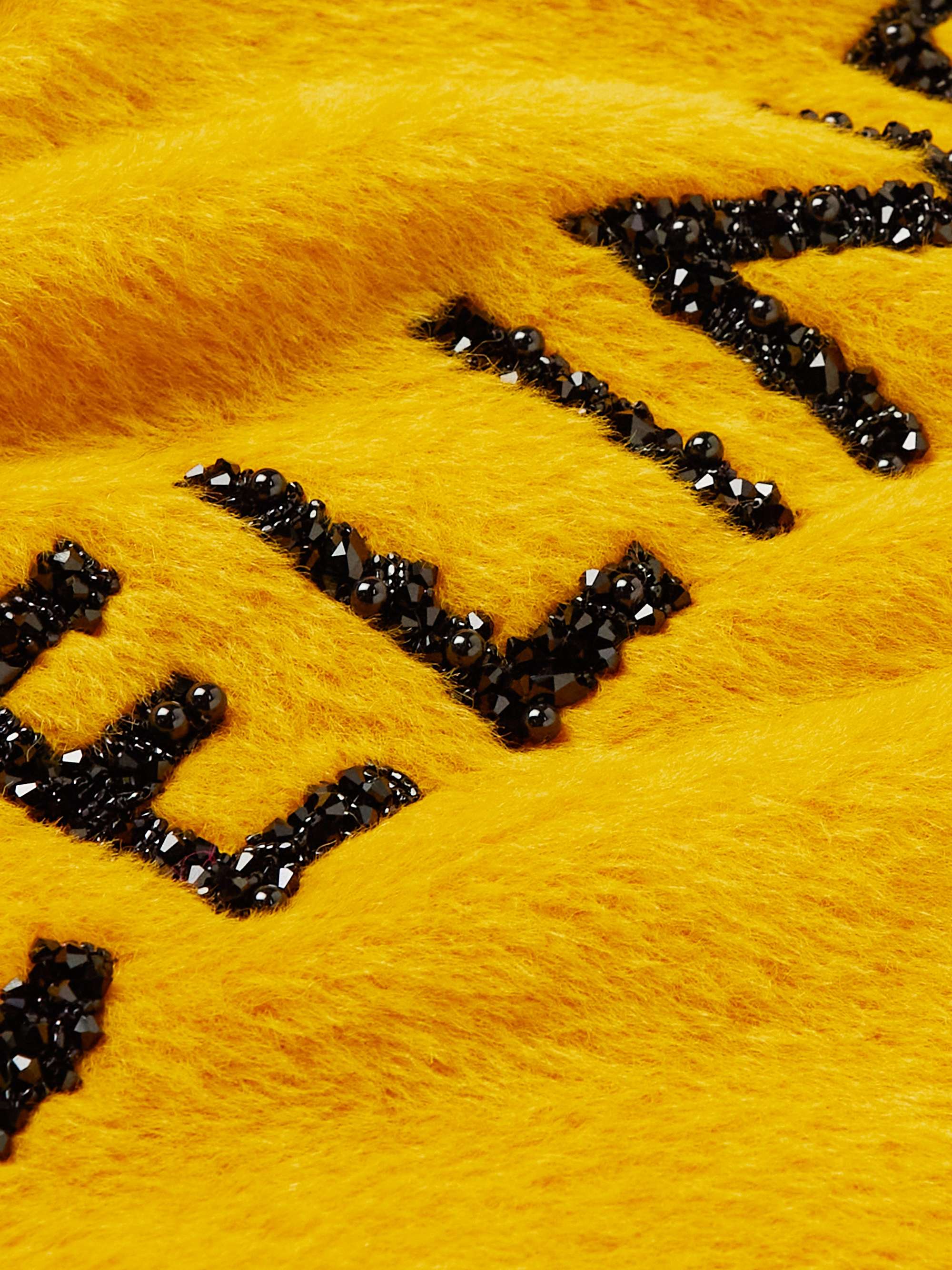 CELINE HOMME Glittered Logo-Appliquéd Alpaca and Wool-Blend Hoodie
