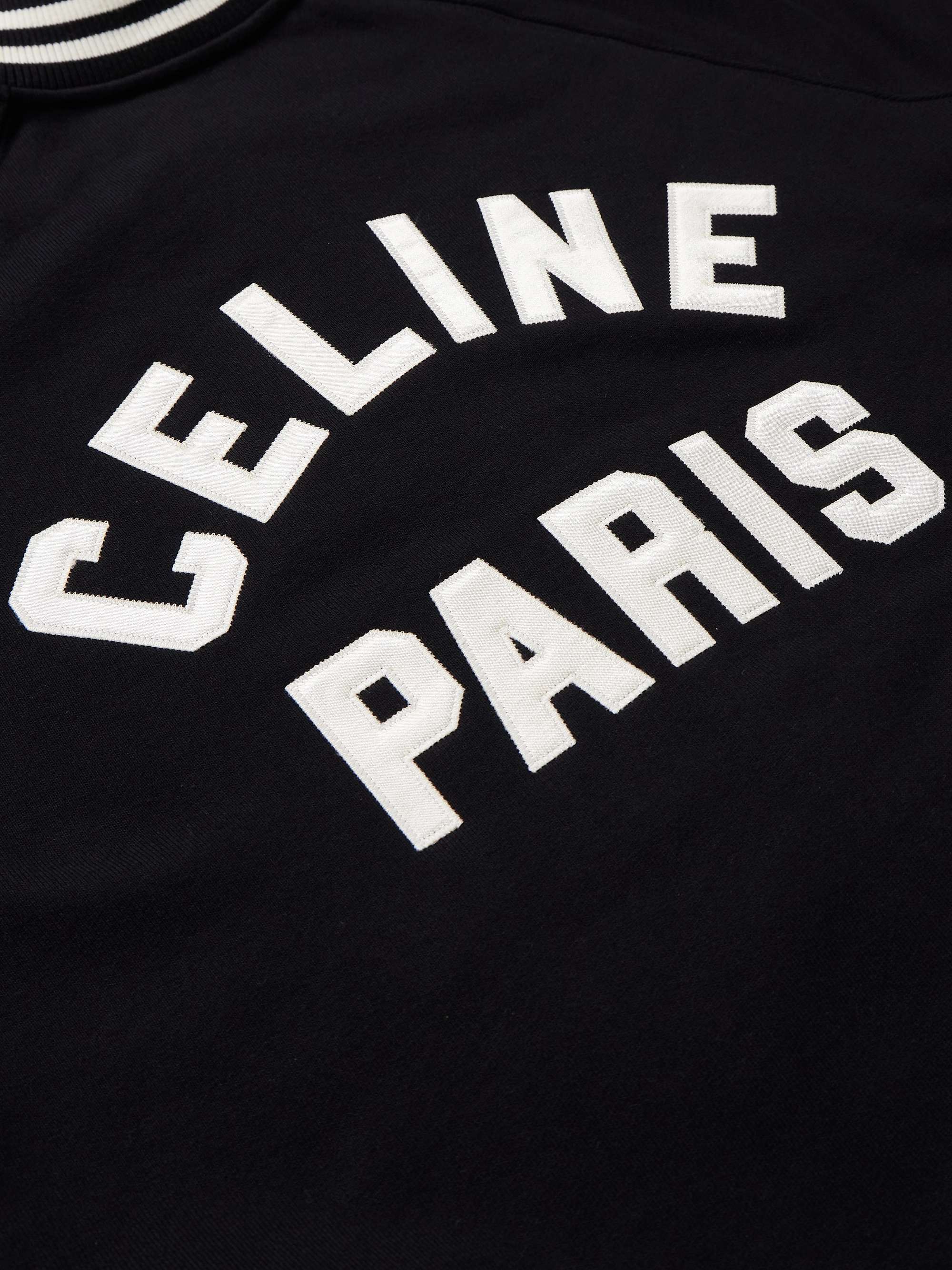 CELINE HOMME Teddy Logo-Appliquéd Cotton Bomber Jacket