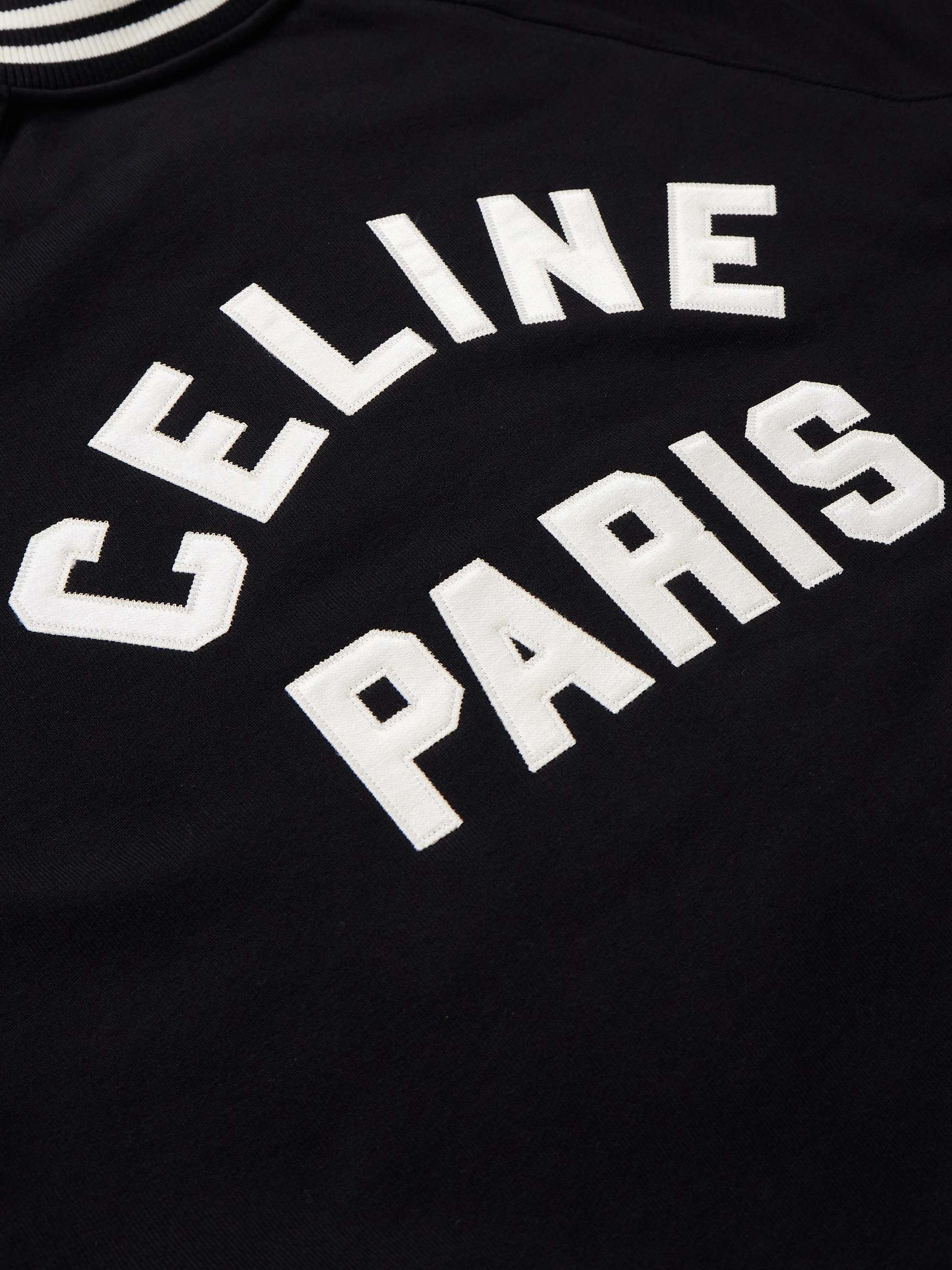 CELINE HOMME Teddy Logo-Appliquéd Cotton Bomber Jacket for Men | MR PORTER