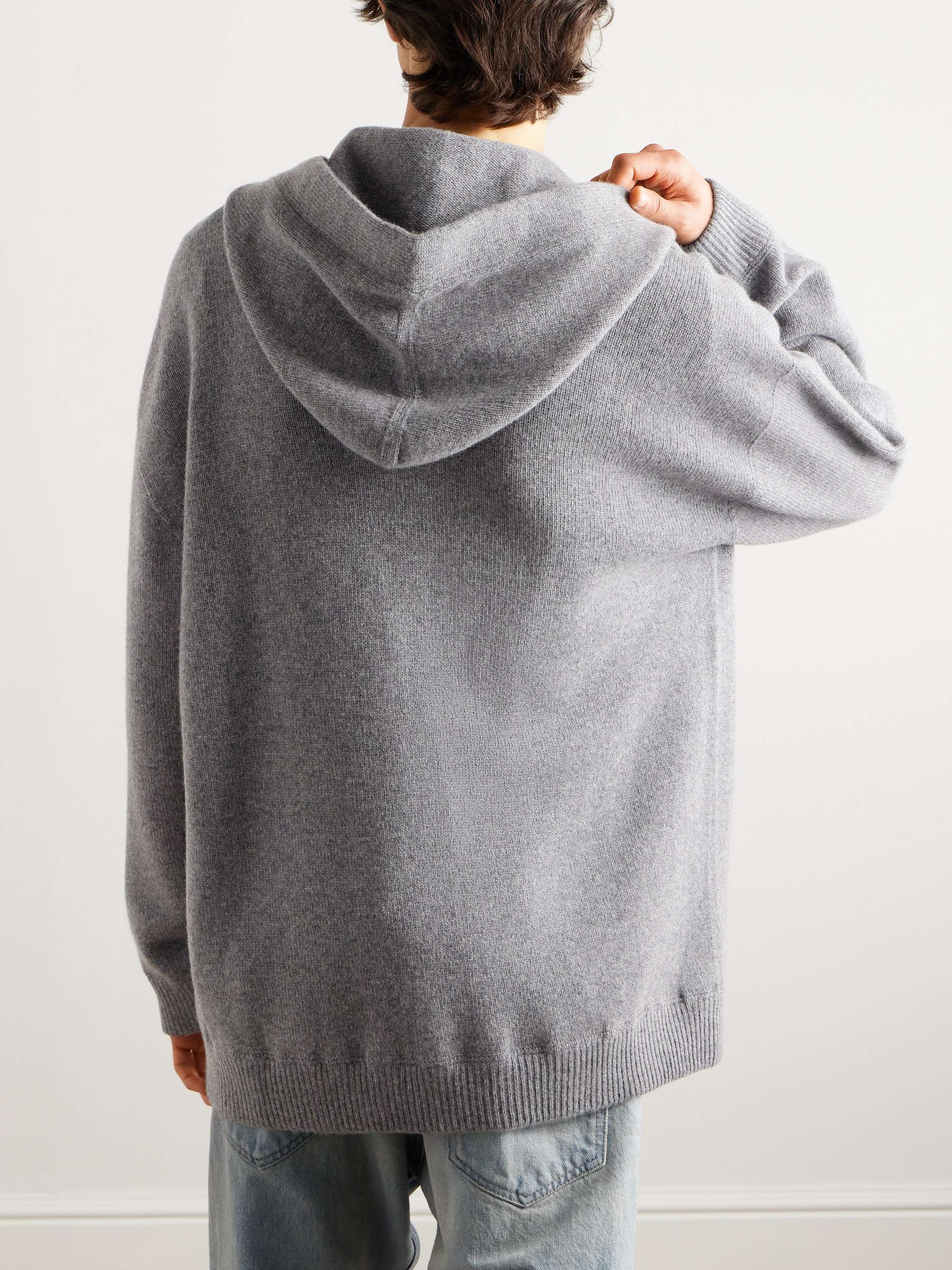 CELINE HOMME Maglia oversize in misto lana e cashmere con cappuccio e zip