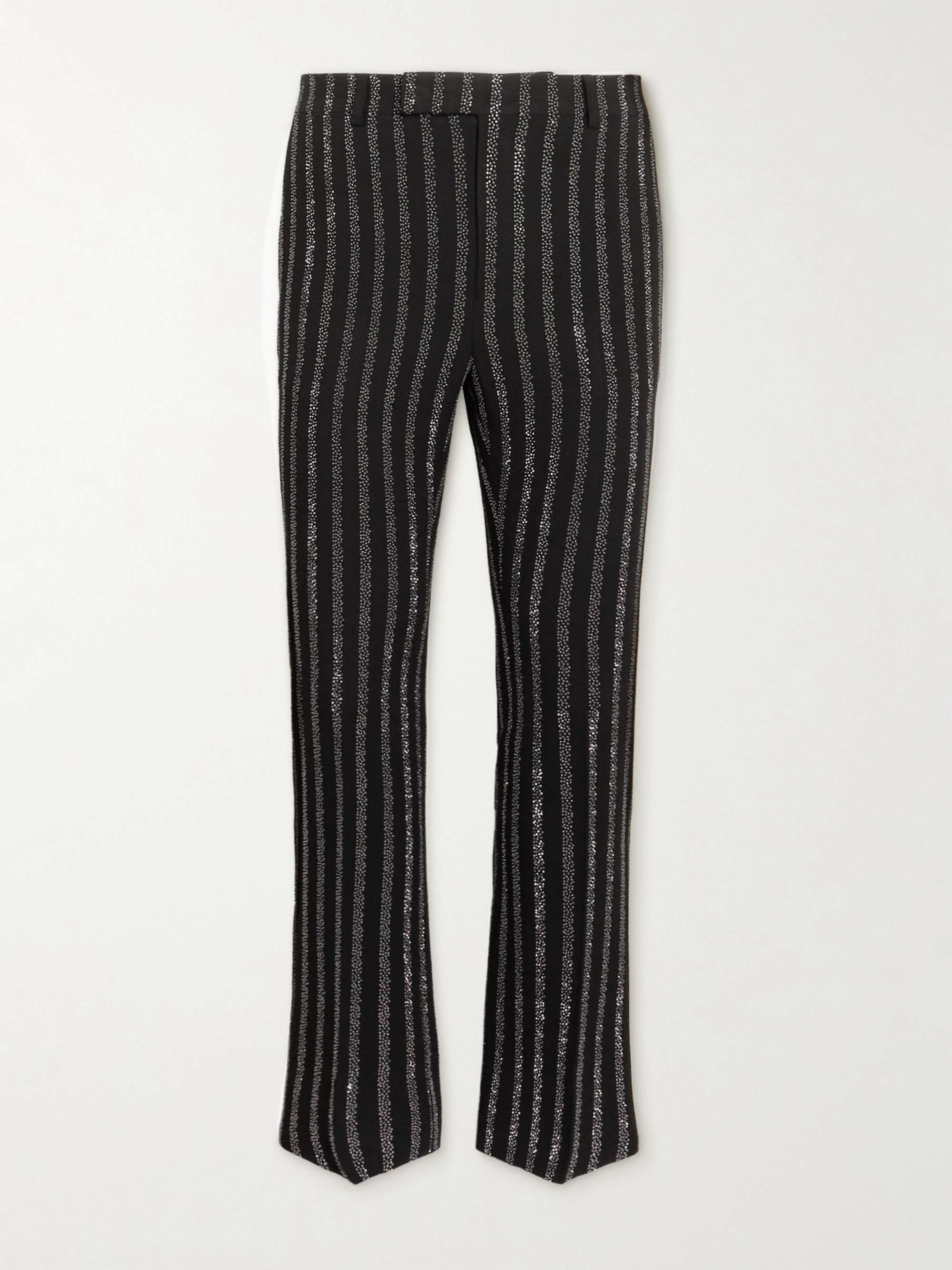 CELINE HOMME Slim-Fit Embellished Striped Crepe Trousers for Men