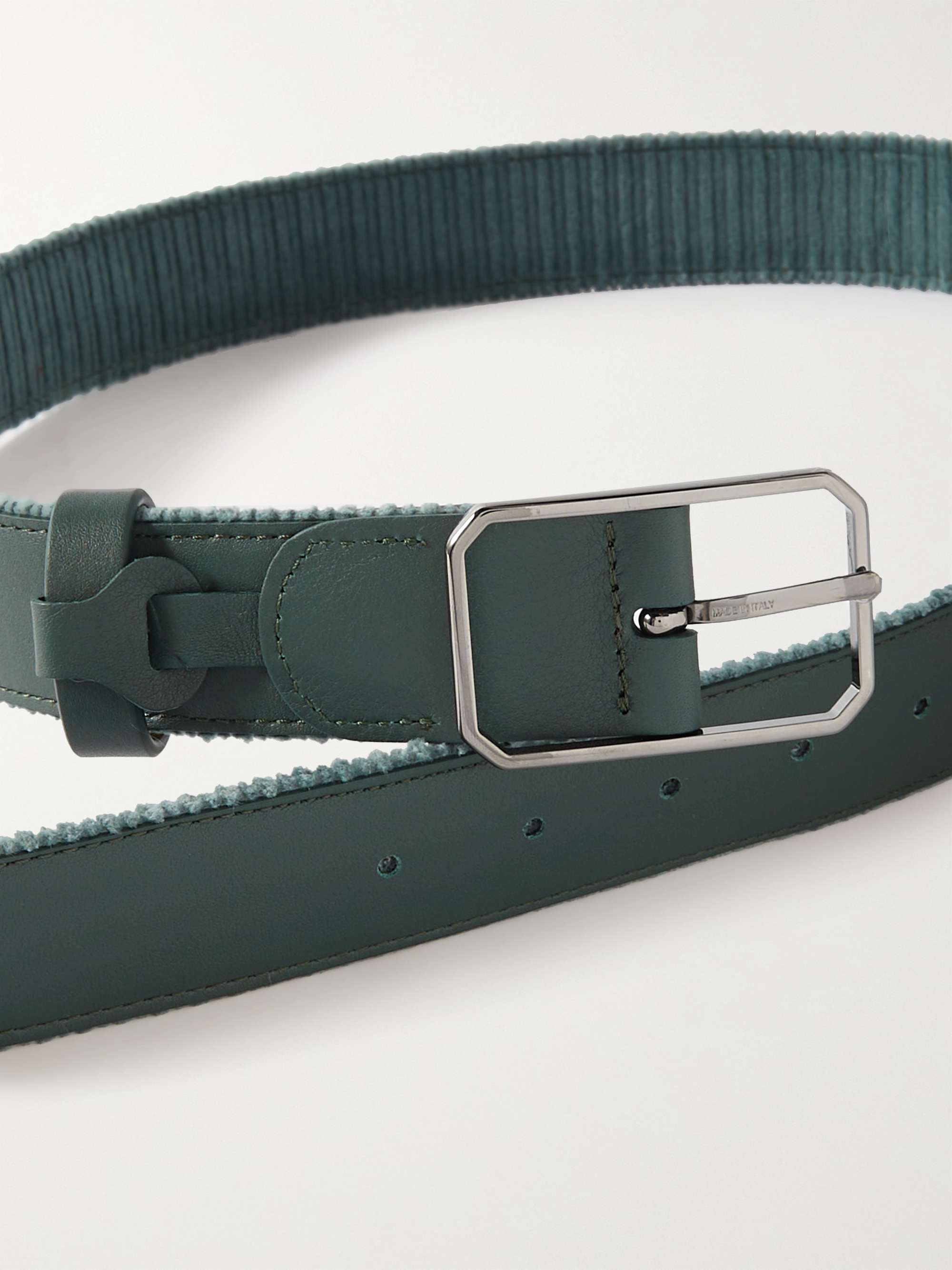LORO PIANA 4cm Cotton-Blend Corduroy and Leather Belt