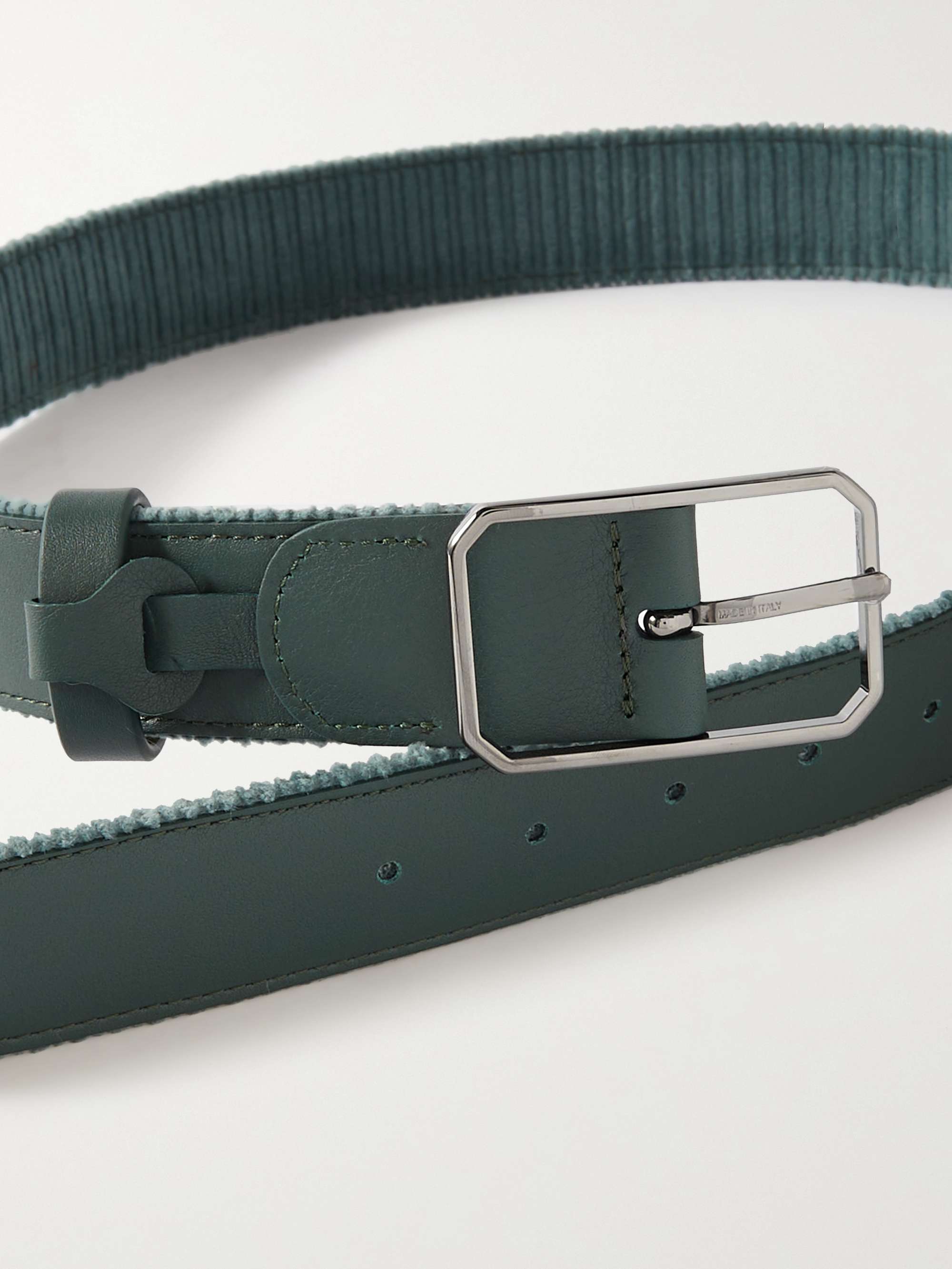 LORO PIANA 4cm Cotton-Blend Corduroy and Leather Belt