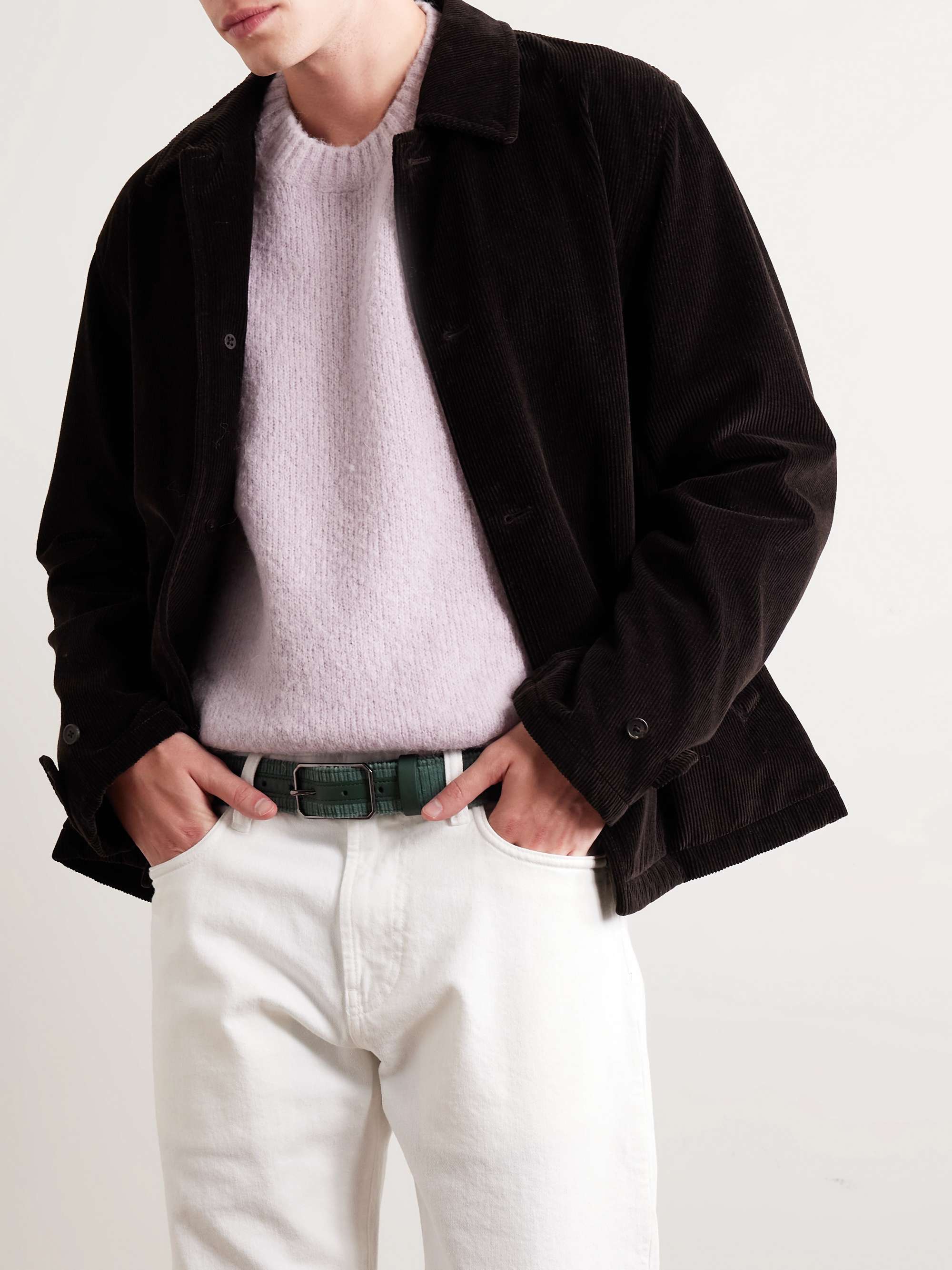 LORO PIANA 4cm Cotton-Blend Corduroy and Leather Belt