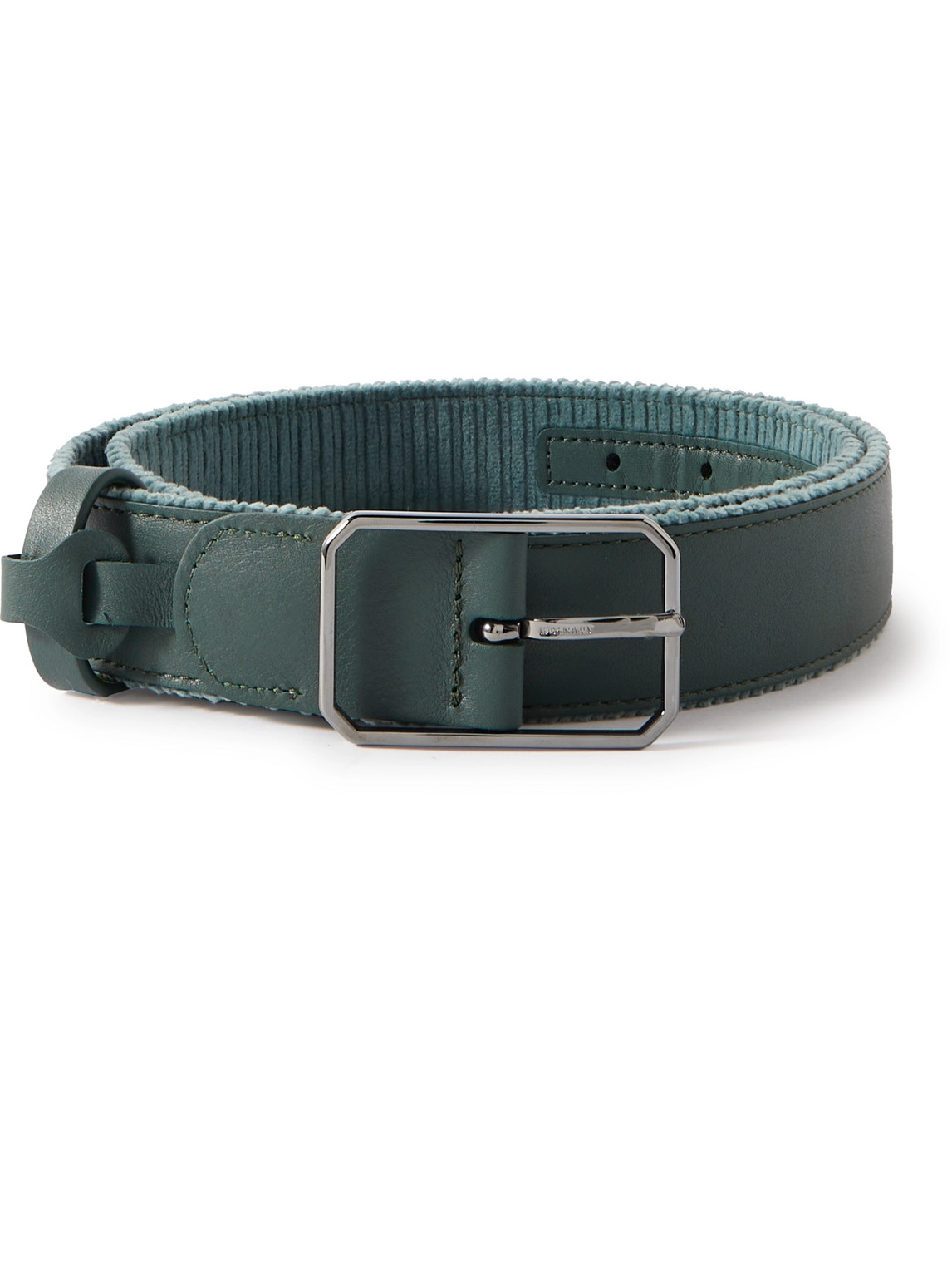 Loro Piana 4cm Reversible Cotton-blend Corduroy And Leather Belt In Green