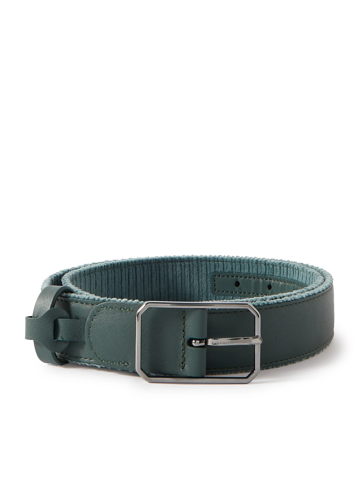 Loro Piana 4cm Reversible Cotton-blend Corduroy And Leather Belt In Green