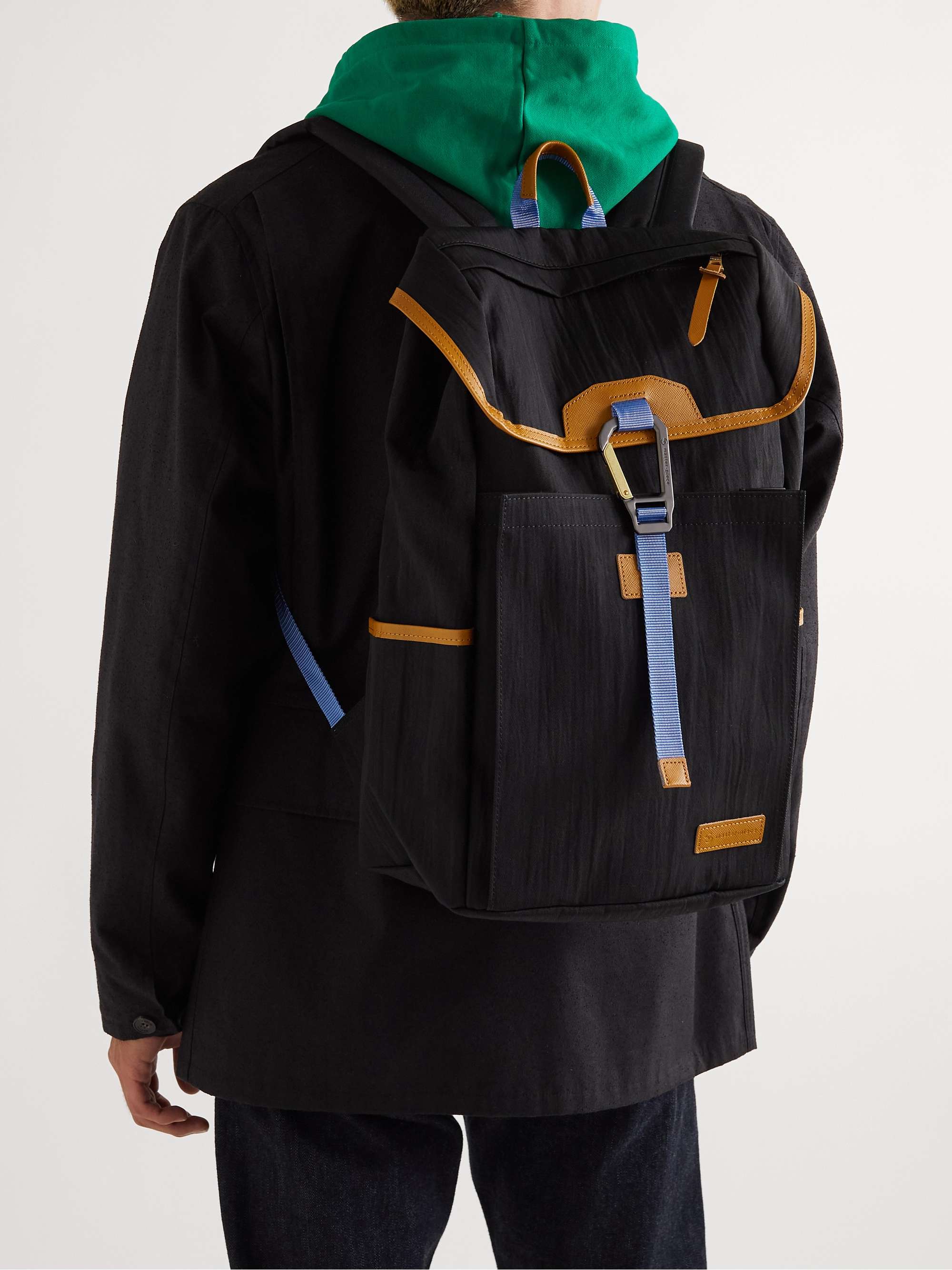 MASTER-PIECE Link Leather-Trimmed Nylon-Twill Backpack