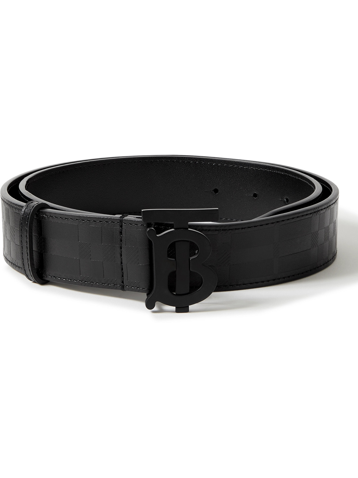 Shop Burberry 3.5cm Debossed Leather Belt In Black
