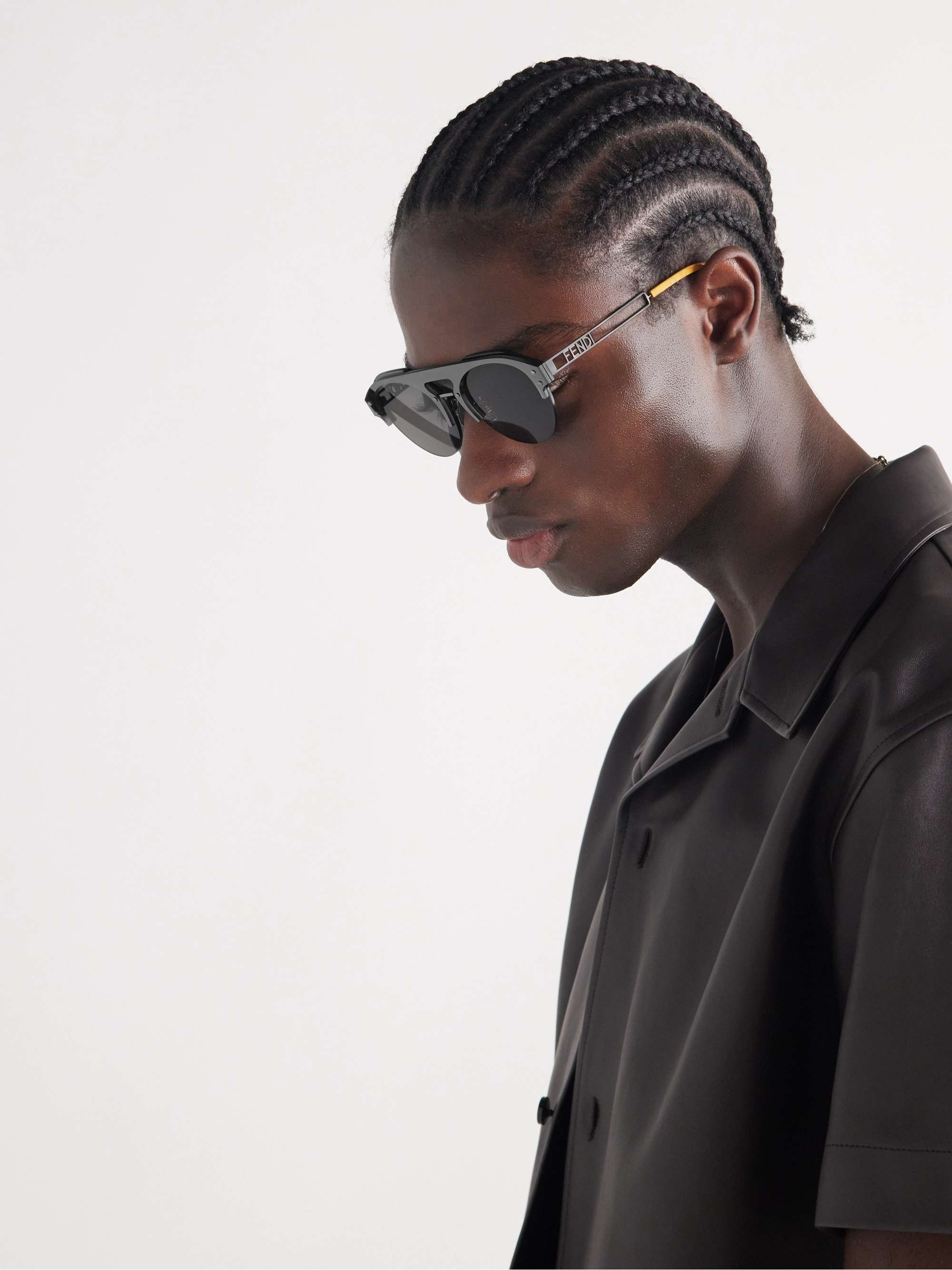 FENDI Aviator-Style Ruthenium Sunglasses for Men | PORTER