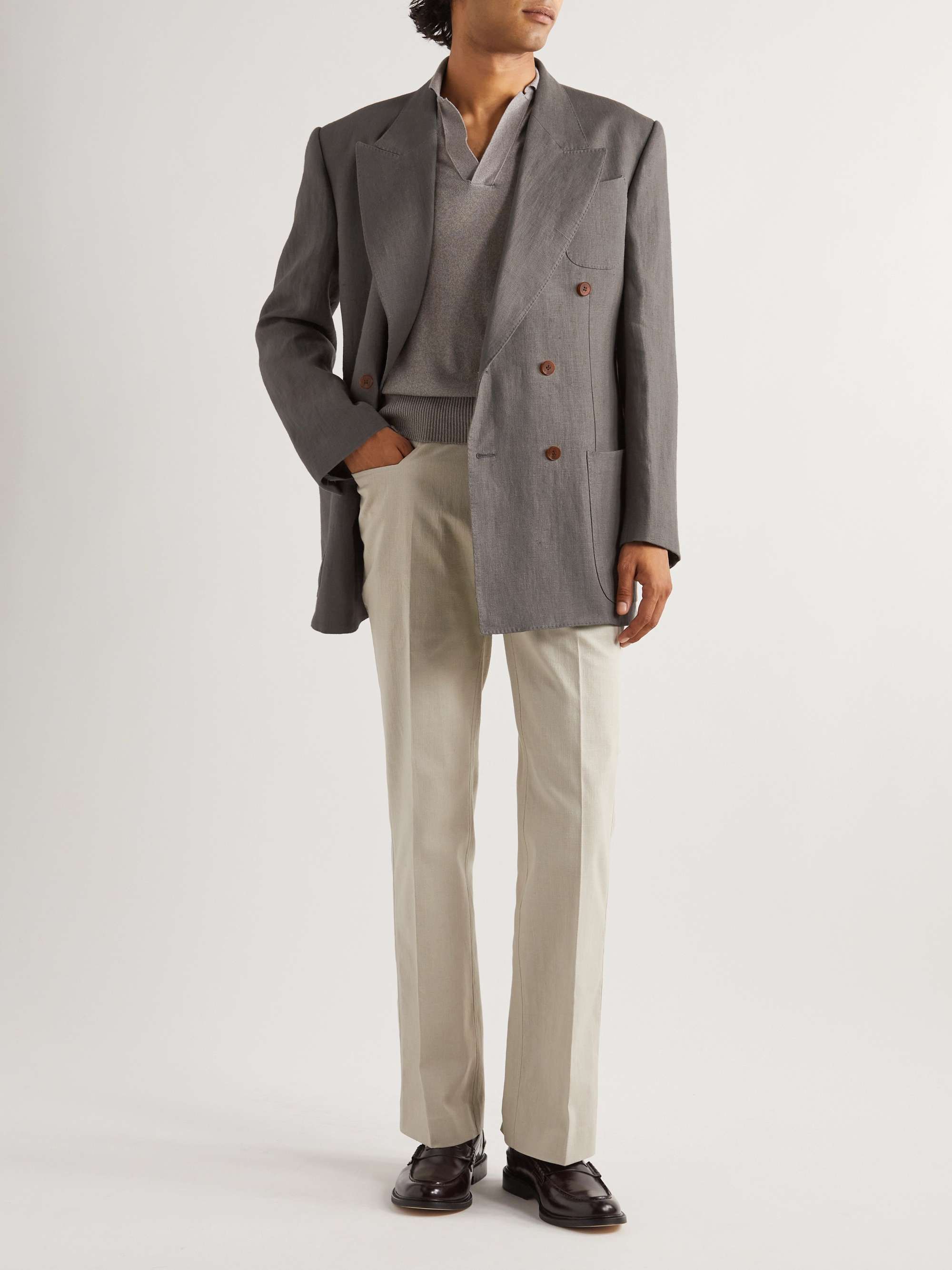 YURI YURI Double-Breasted Linen Blazer
