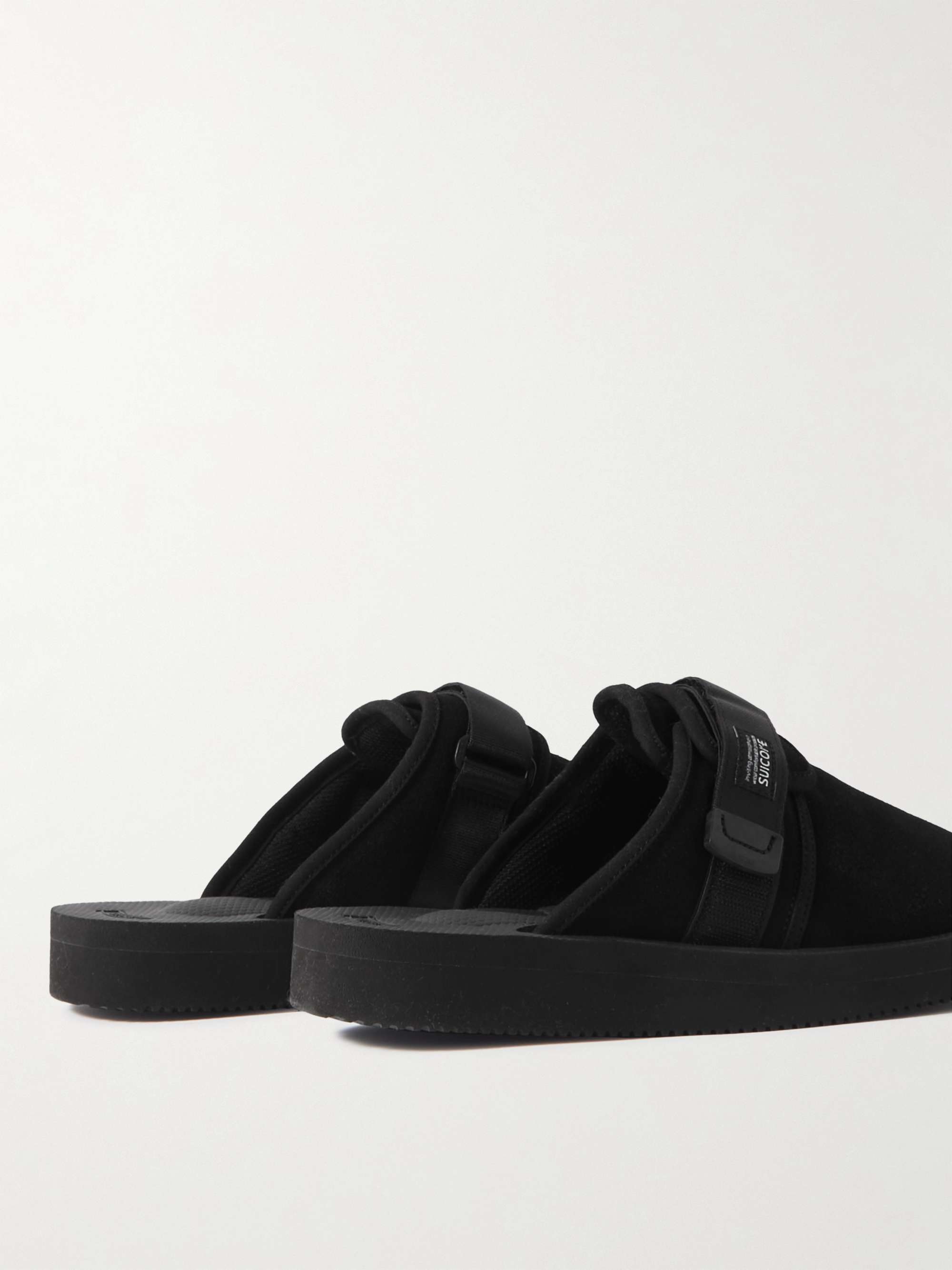SUICOKE ZAVO-VS Webbing-Trimmed Suede Mules