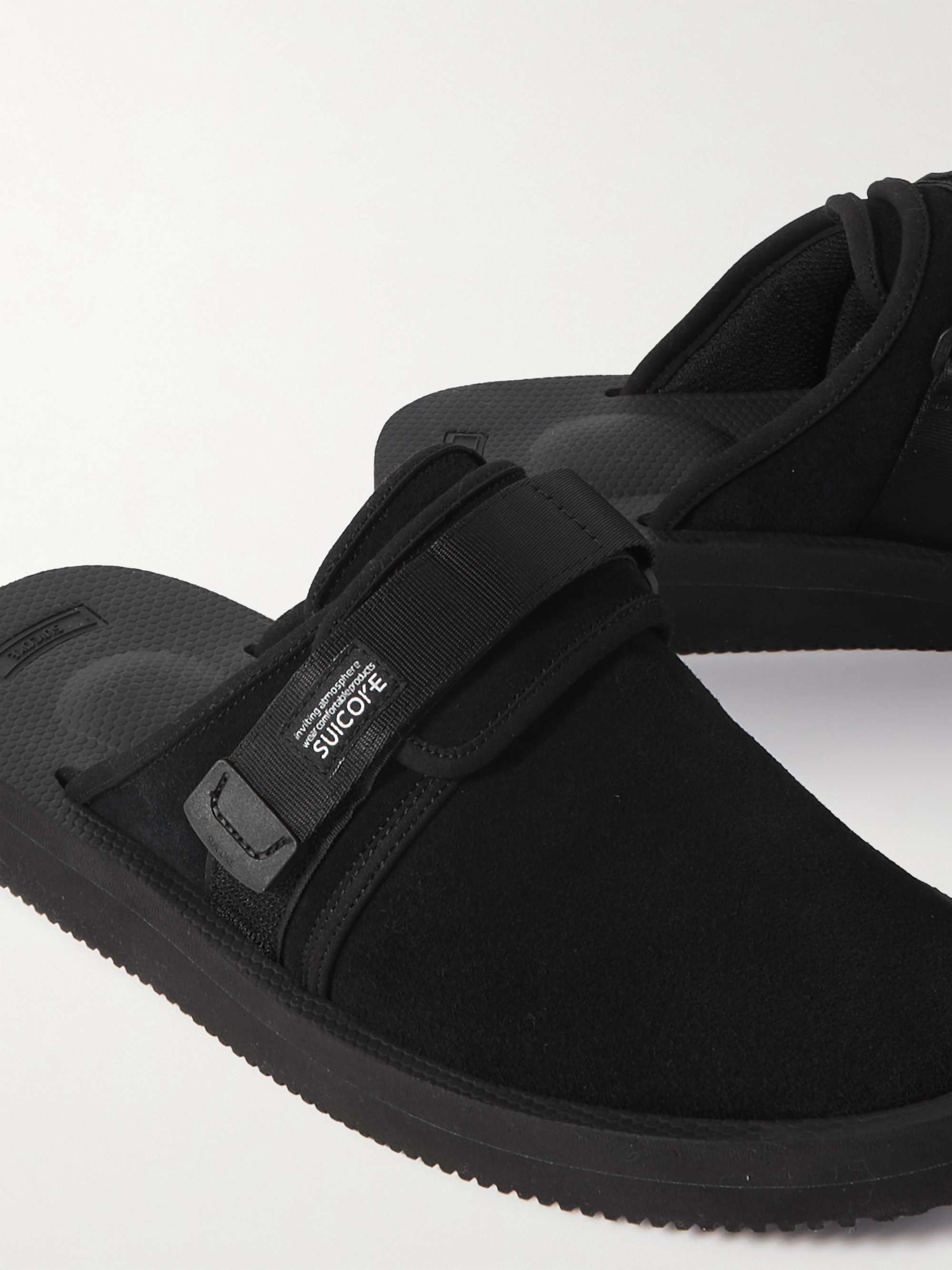 SUICOKE ZAVO-VS Webbing-Trimmed Suede Mules