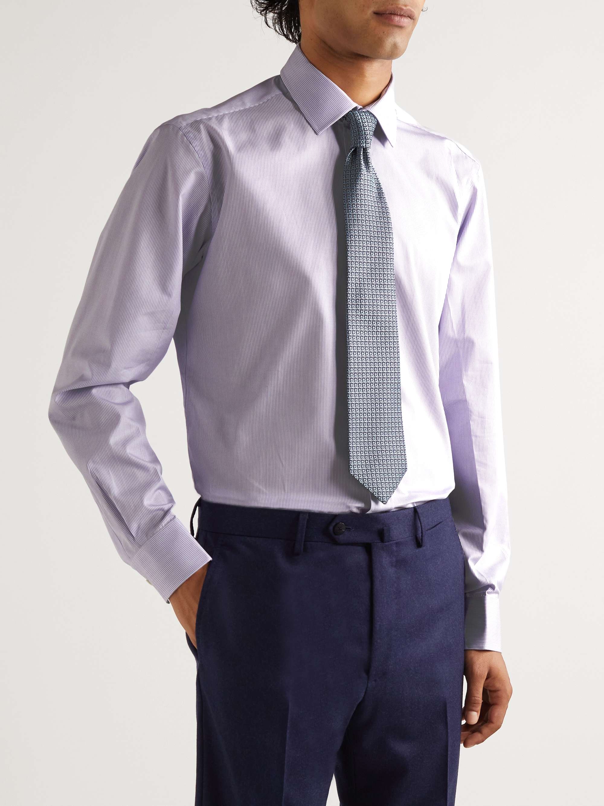 CHARVET Double Striped Cotton-Poplin Shirt