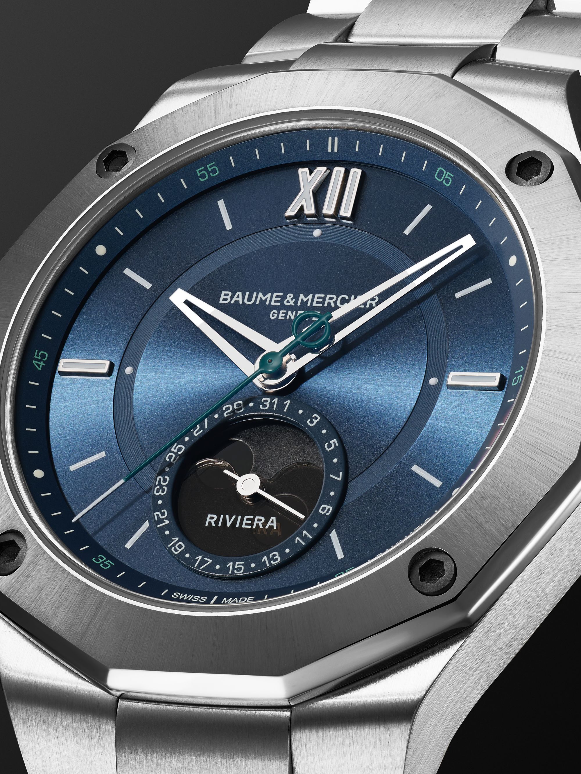 BAUME & MERCIER Riviera Baumatic Automatic Moon-Phase 43mm Stainless Steel Watch, Ref. No. 10682