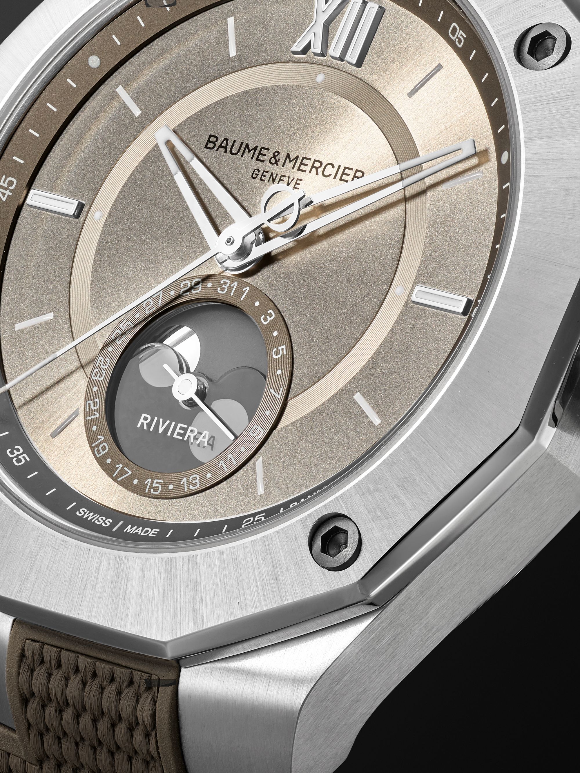 BAUME & MERCIER Riviera Baumatic Automatic Moon-Phase 43mm Stainless Steel and Rubber Watch, Ref. No. 10681